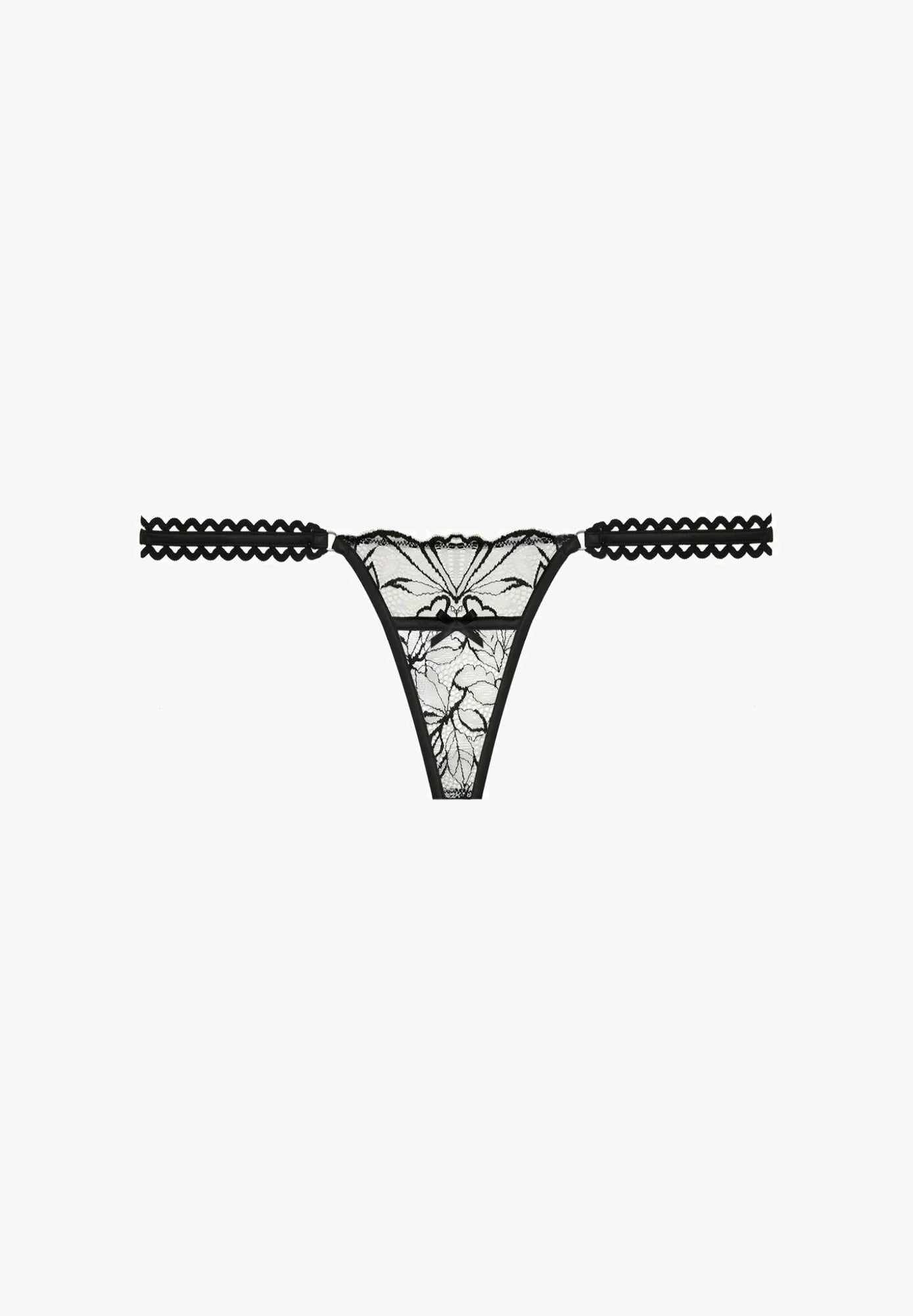 String Yamamay Privé Frivolous – Noir, Floral Blanc