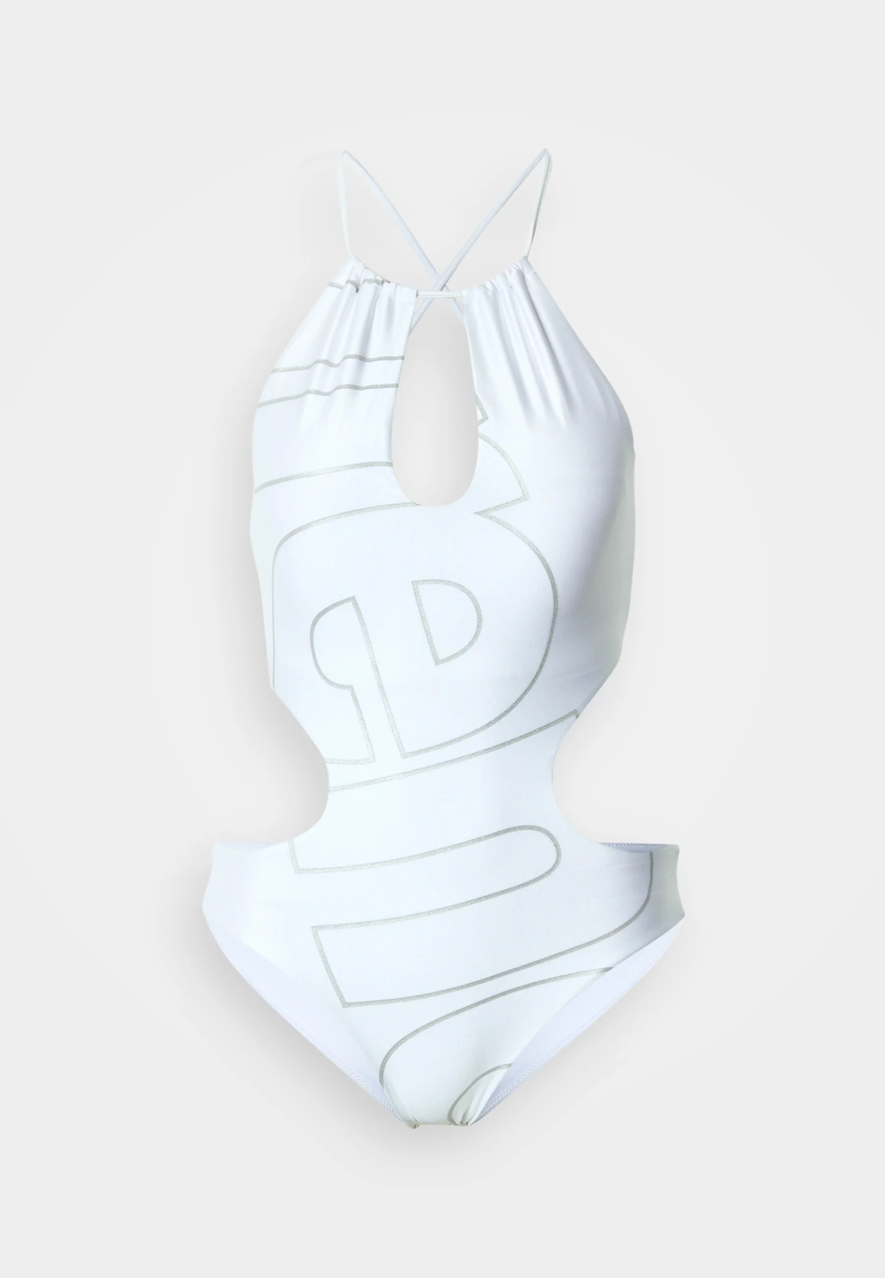 Arena Logotype Cutout One-Piece Swimsuit – White