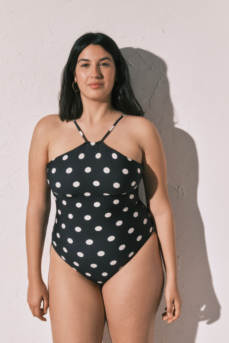 Maillot de bain galbant noir imprimé à pois Women'secret - Noir