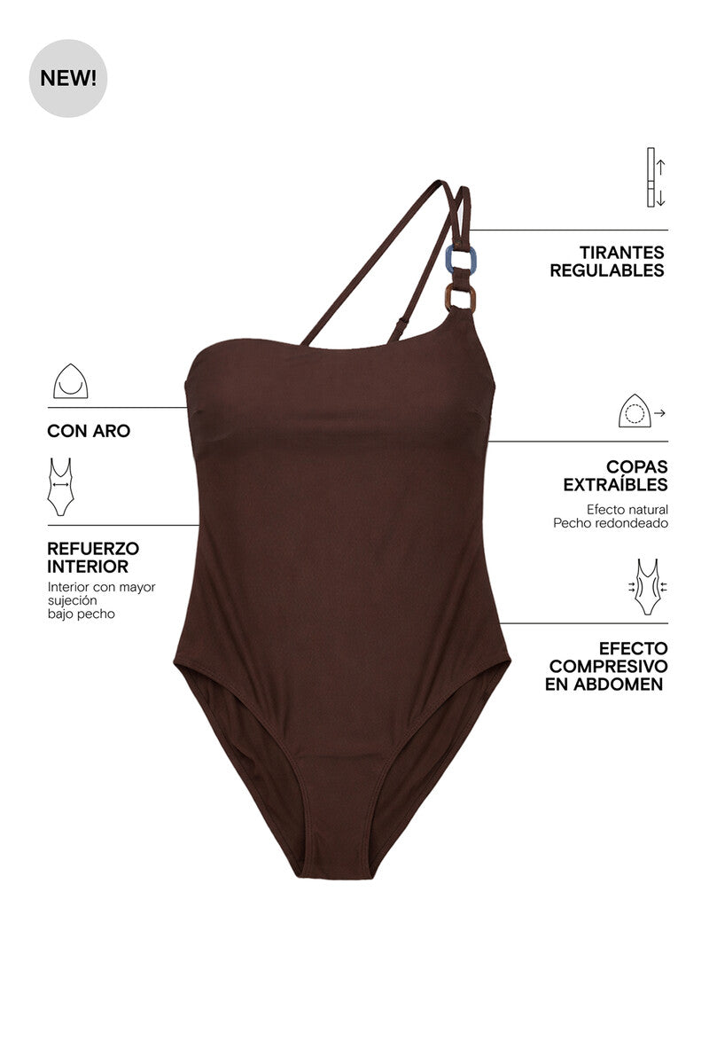 Women’secret Brown Asymmetrischer formender Badeanzug – Braun