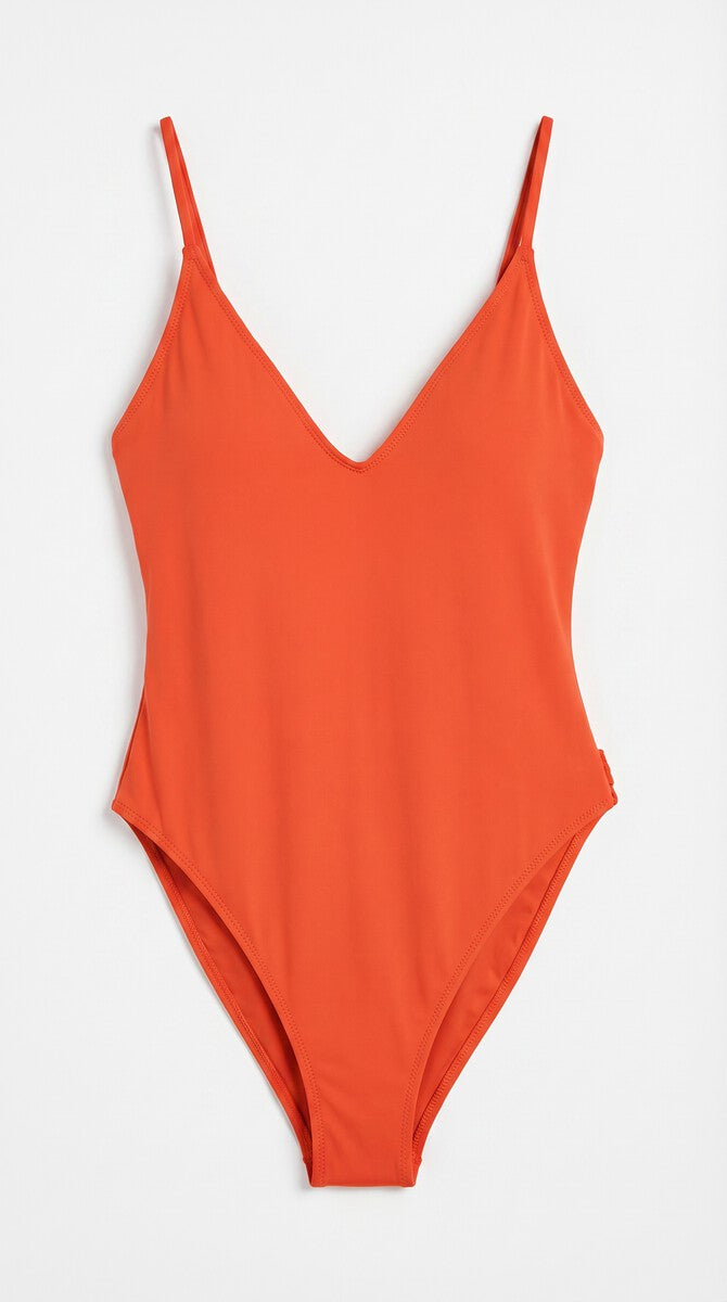 Women’secret Maillot De Bain Orange Effet Soie Col V Profond – Orange