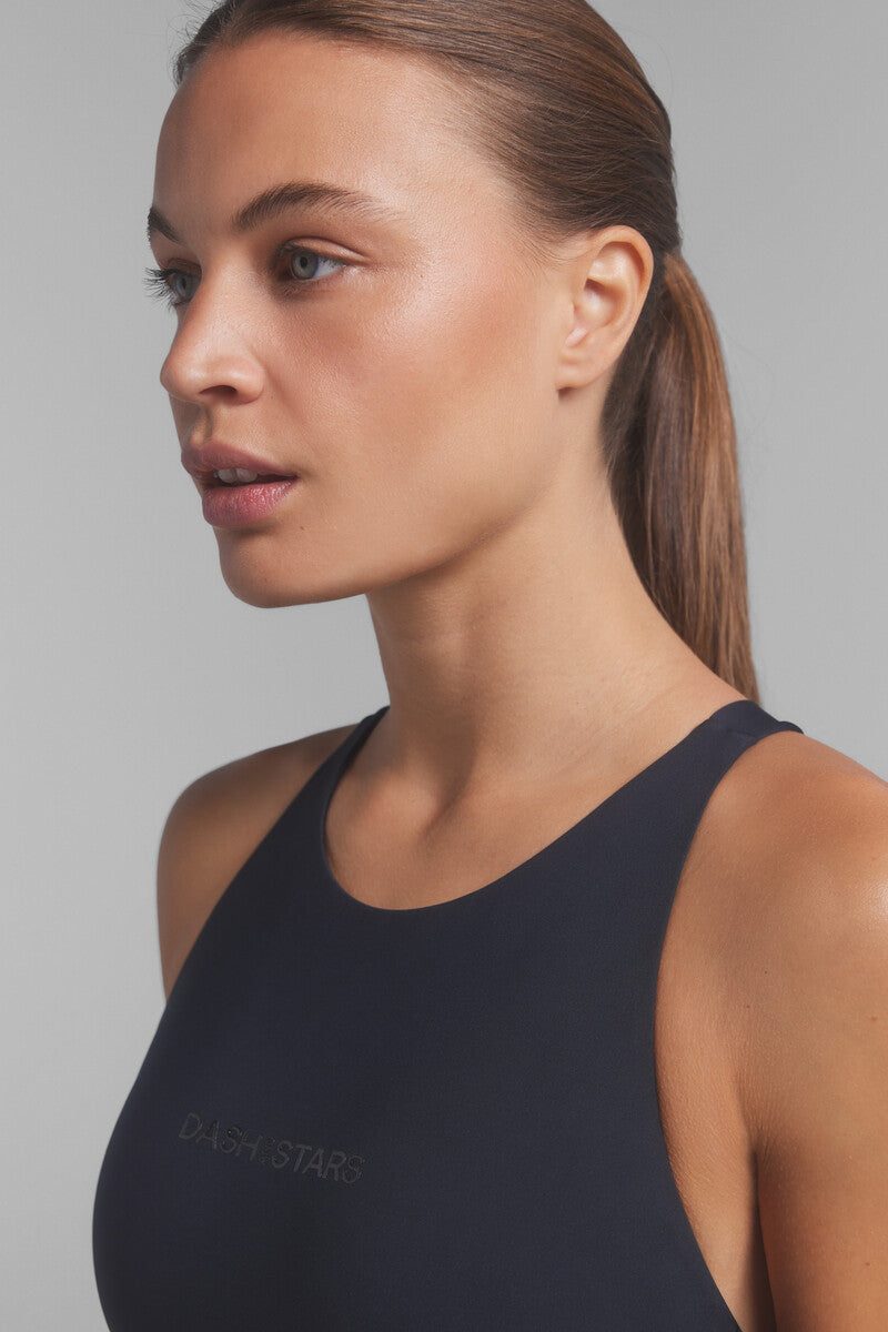 Dash and Stars Black Sporty Quick Dry Swimsuit – Black