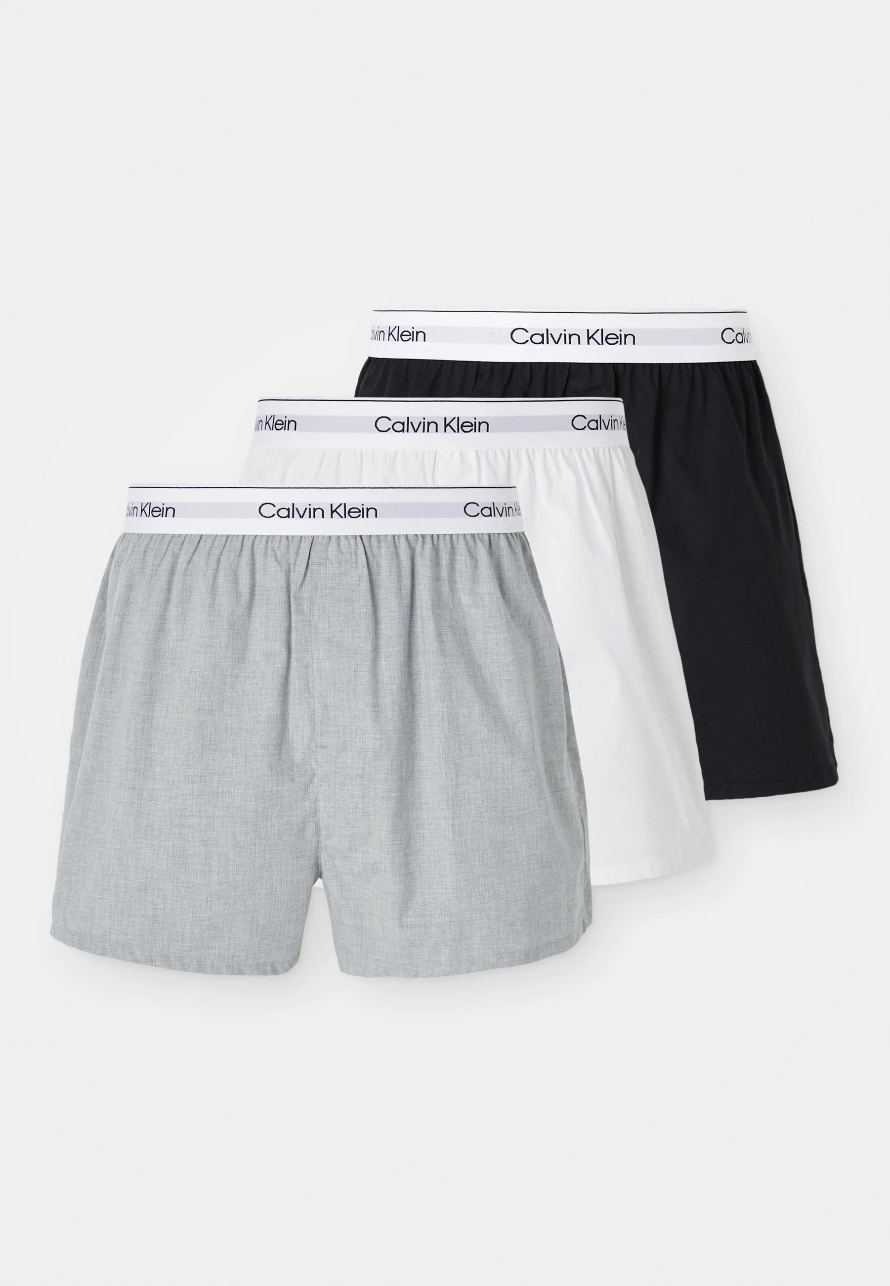 Calvin Klein Icon Cotton Stretch Slim Boxerky – 3 balení – černá, bílá, šedá Heather