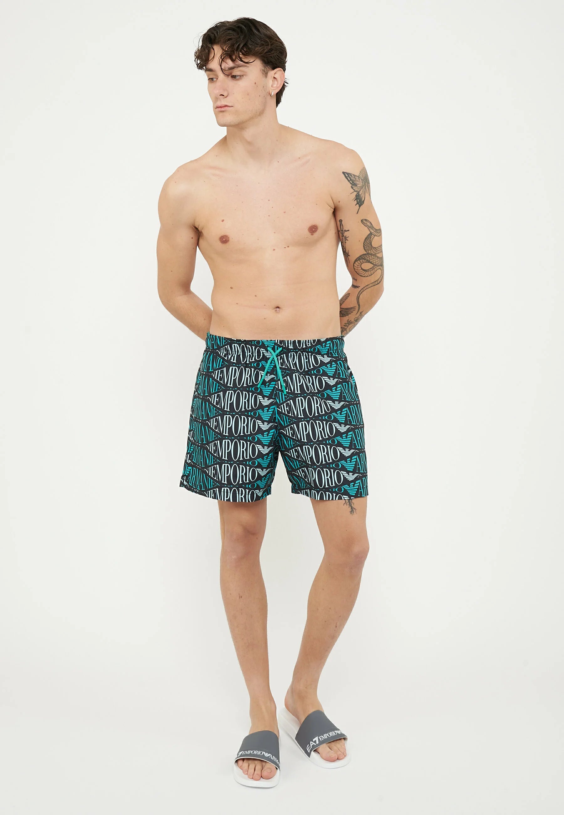 Short de bain avec logo Emporio Armani EA7 – EA Logo Noir