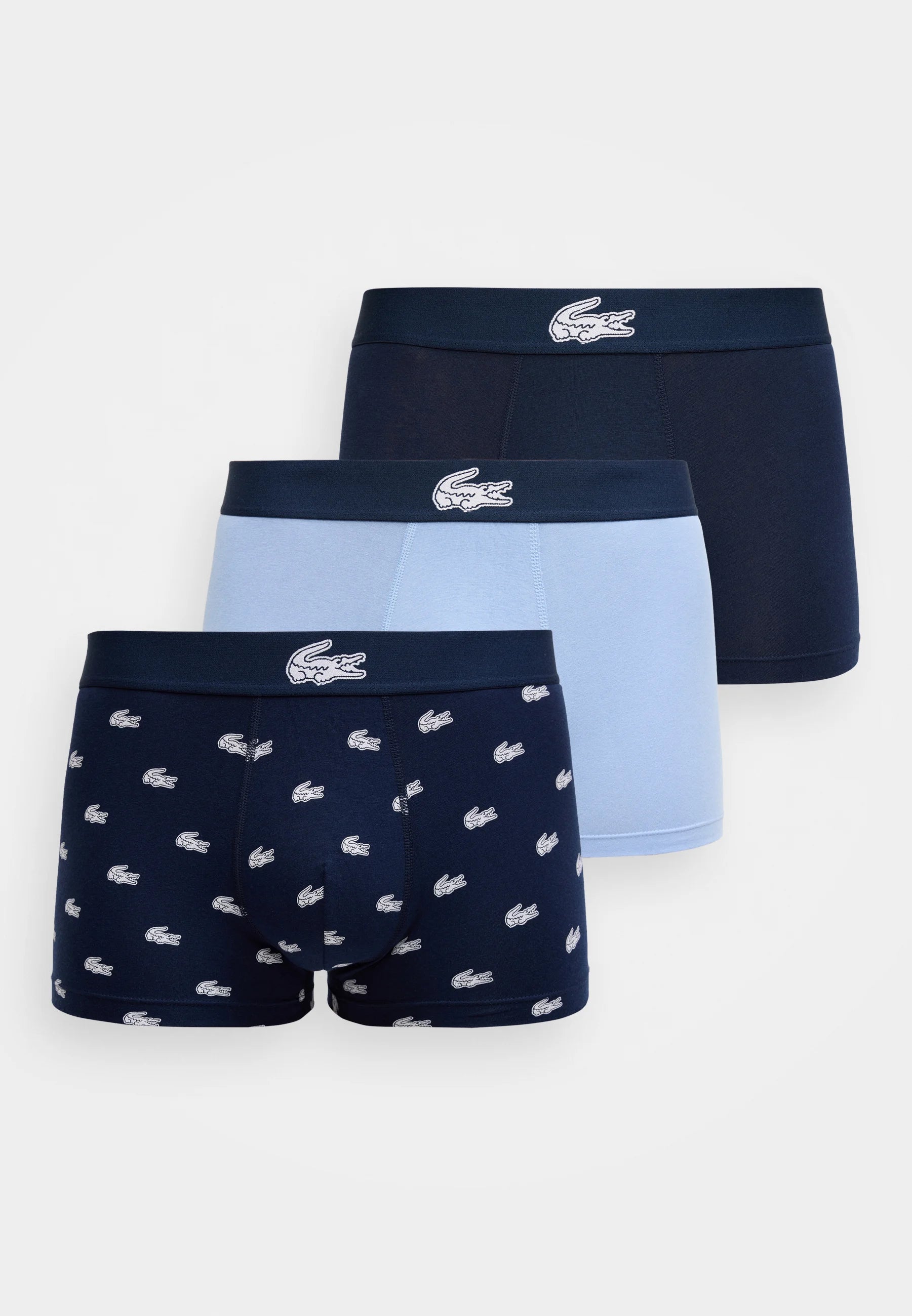 Lacoste Court 3 Pack Stretch Trunks – Navy Blue, White, Aphylla
