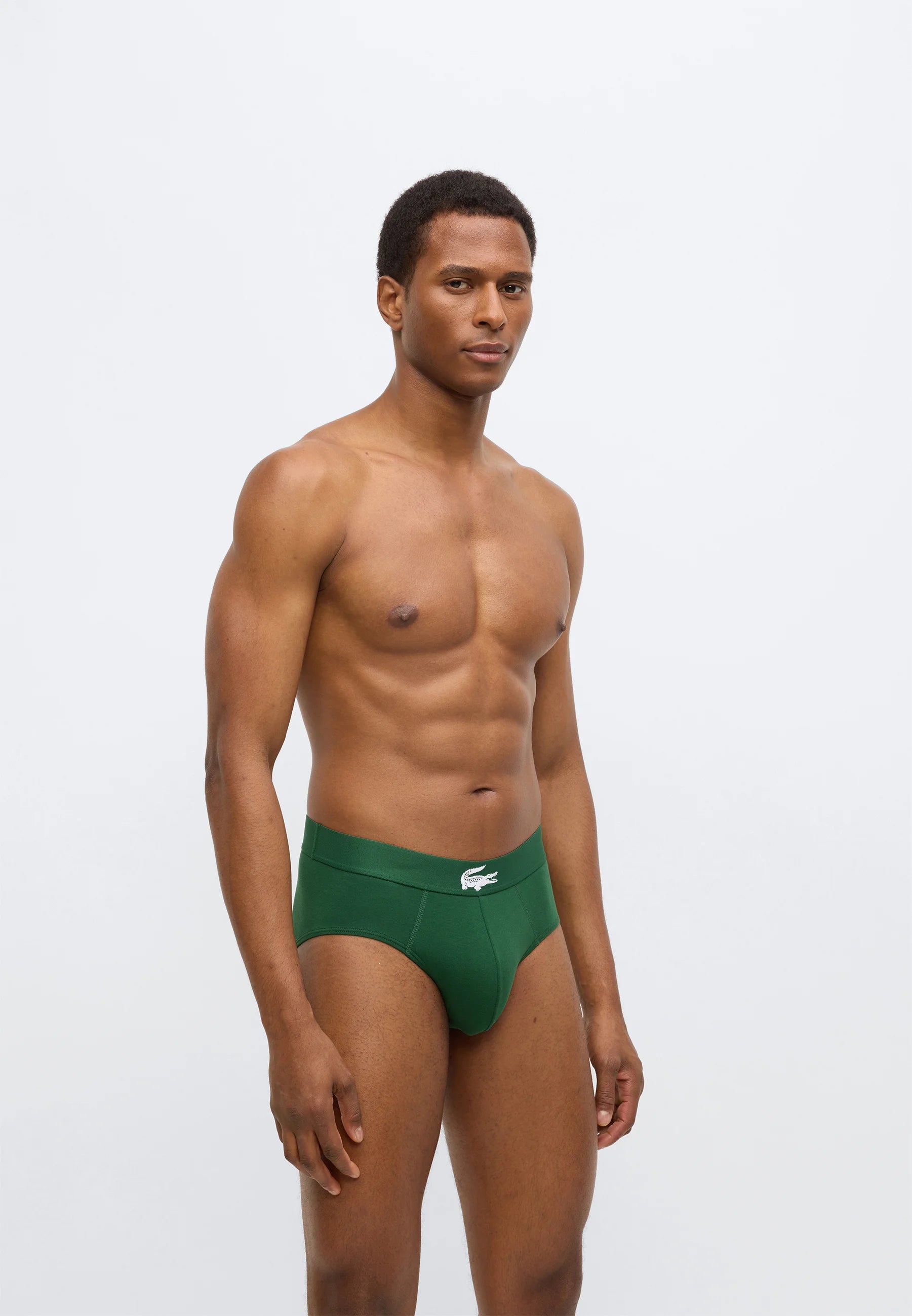 Lacoste Stretch Cotton Briefs 3 Pack – White, Green, Black
