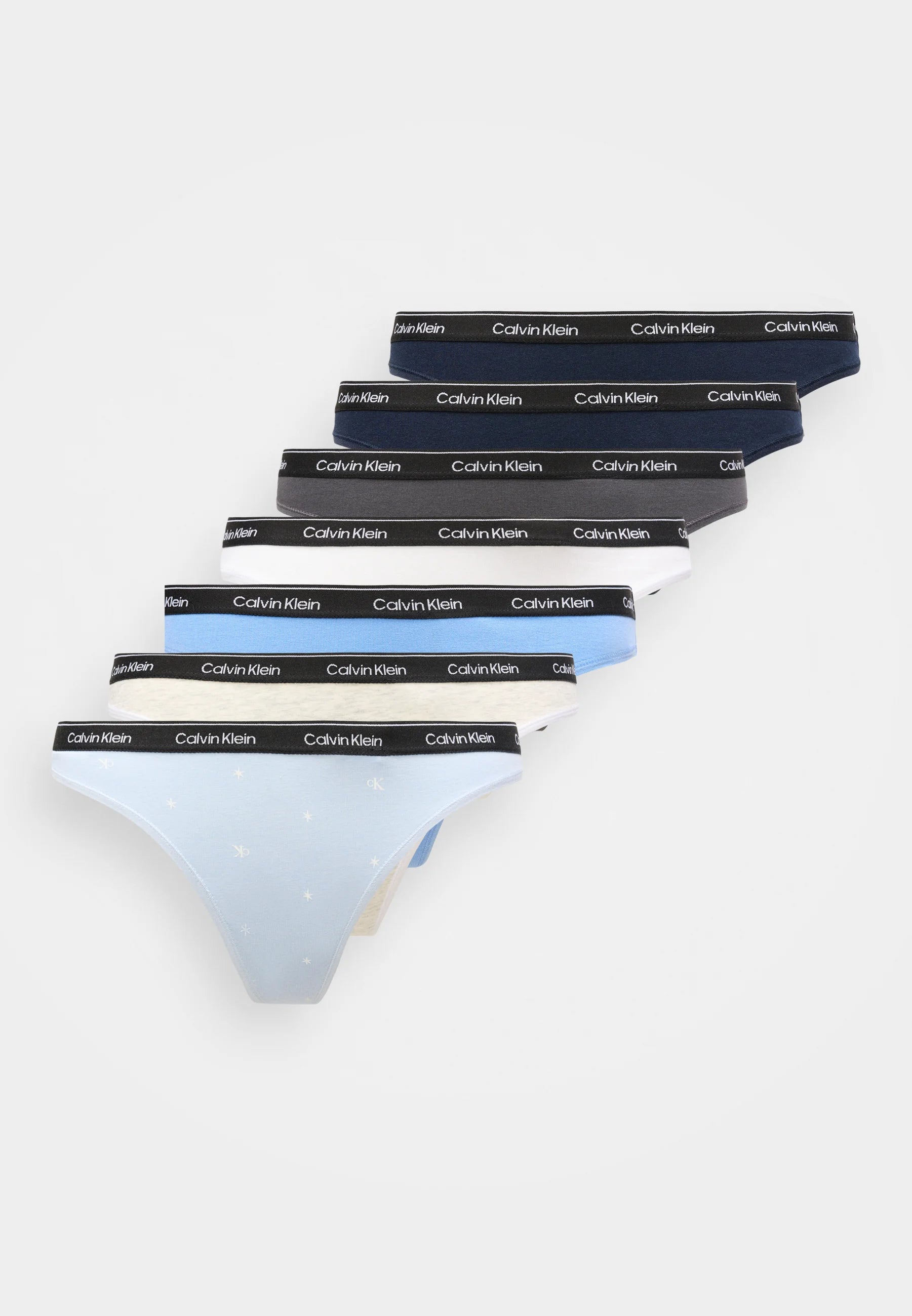 Calvin Klein Icon Logo 7-Pack Thongs – Multi-Coloured, Black