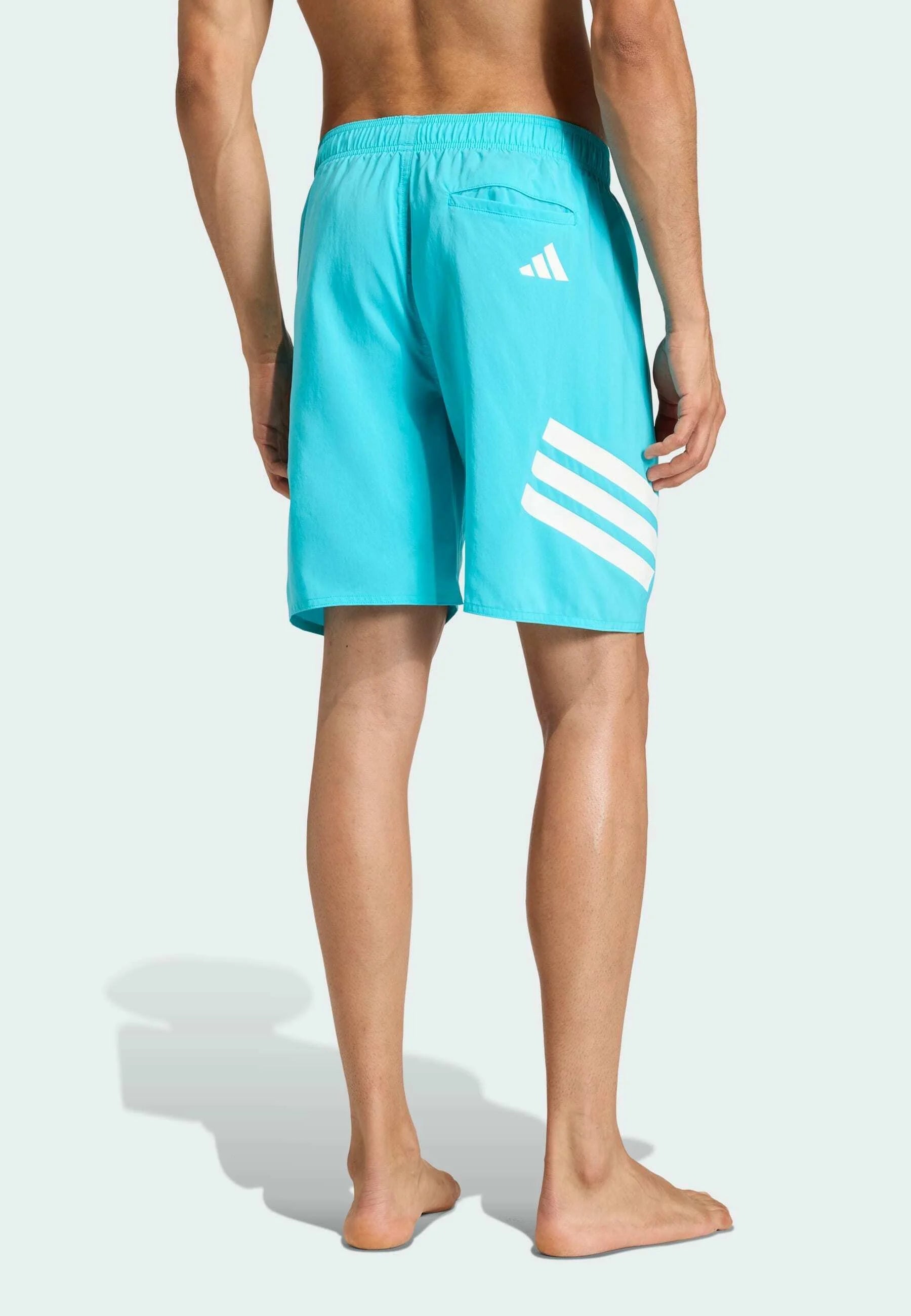 Pantaloncini da bagno Adidas Sportswear 3 Stripes 8 pollici - Ciano lucido, bianco
