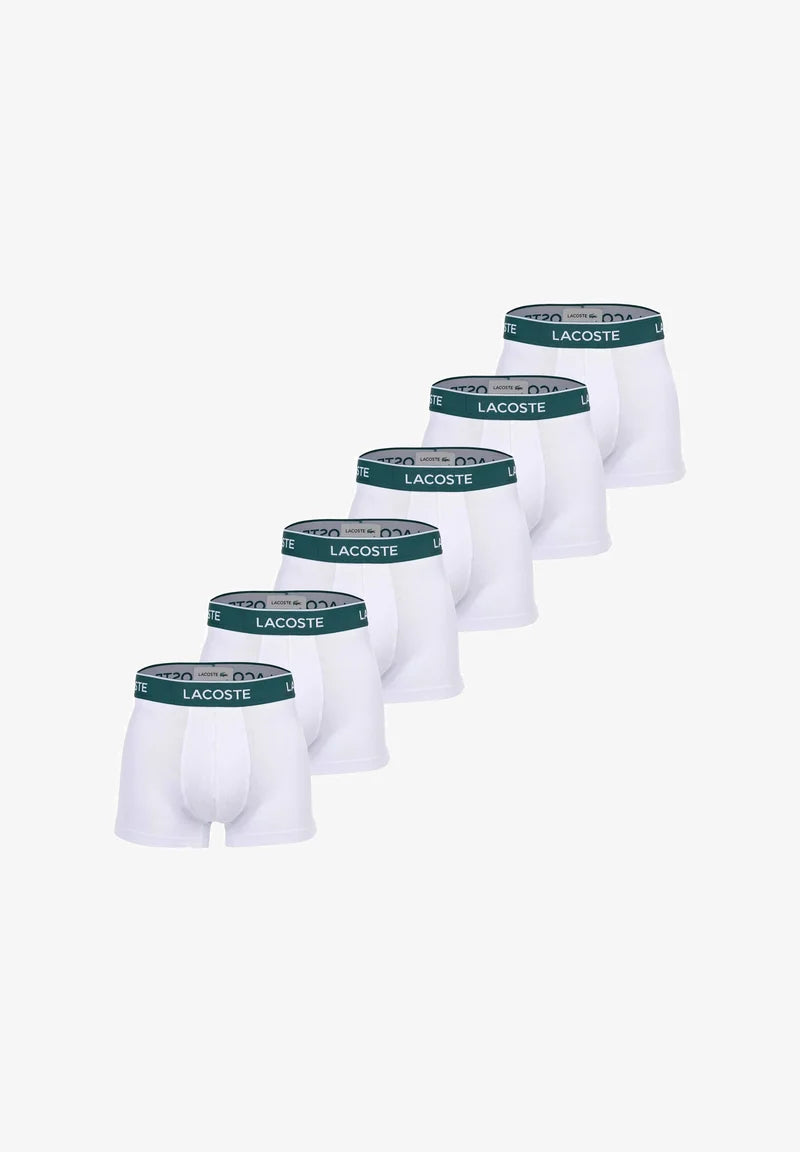 Lacoste 6 Pack Casual Stretch Logobund Trunks – White