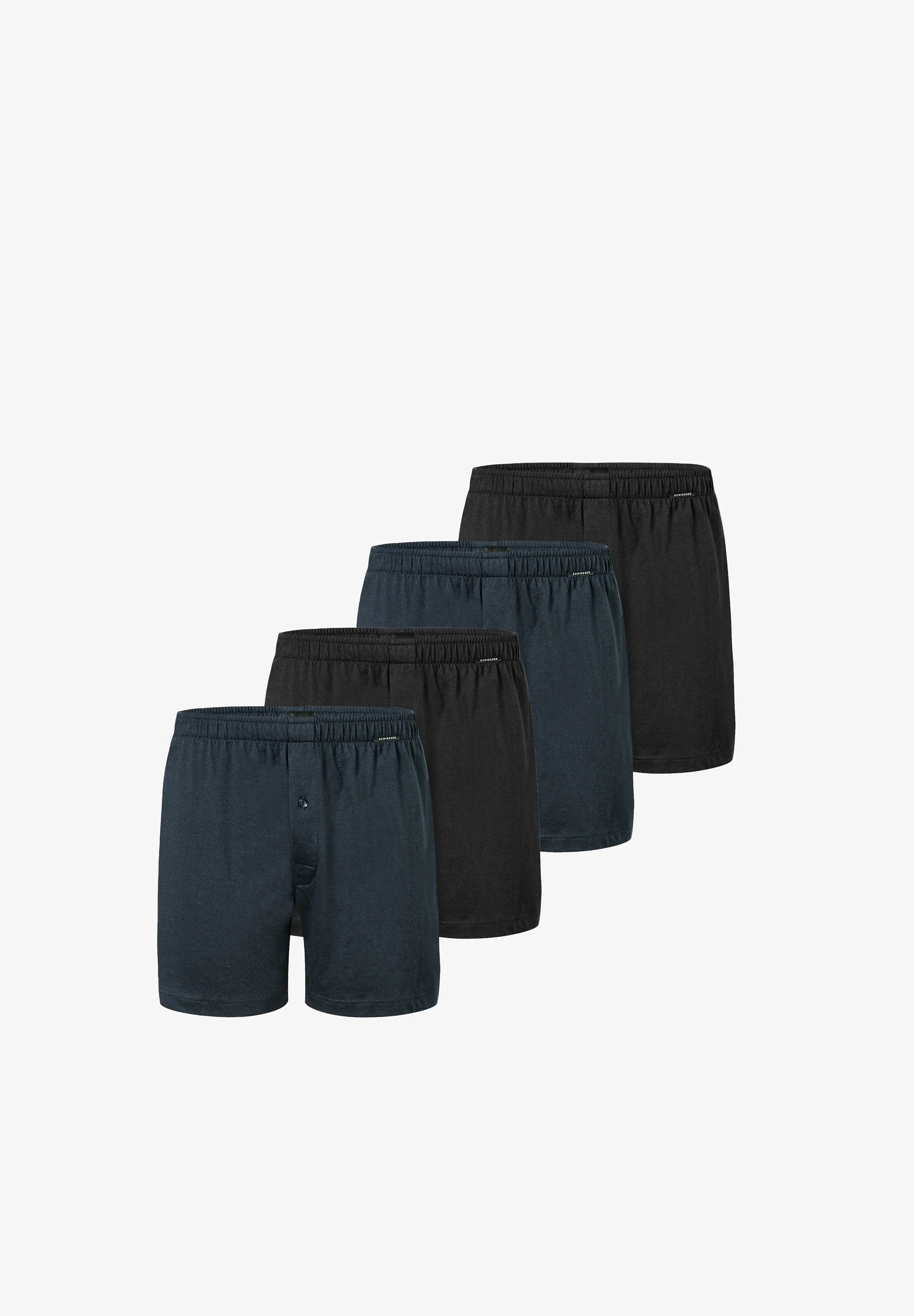 Boxer Schiesser Classic in cotone, confezione da 4: nero, blu
