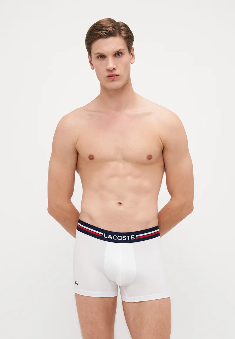 Lacoste Classic Stretch Trunks 3 Pack – Navy Blue, White