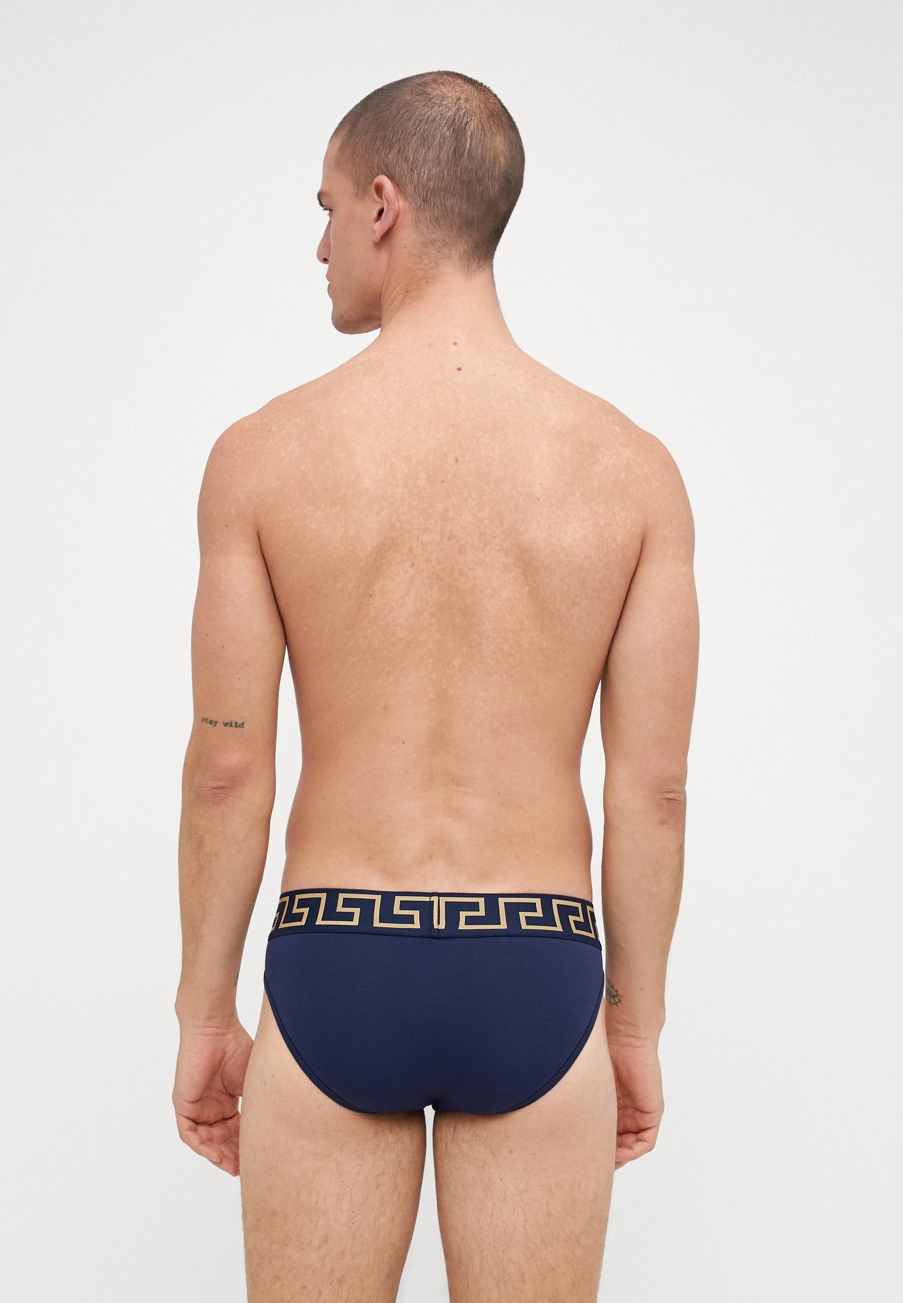 Versace Cotton Stretch Briefs – Low Rise – 3 Pack – Black, Dark Blue, White