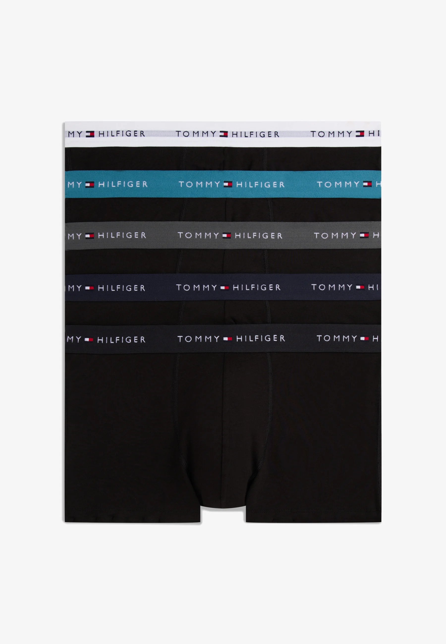 Tommy Hilfiger Signature Trunk 5 Pack – Foam Ocean, Dark Ash, Desert Sky, Black, White