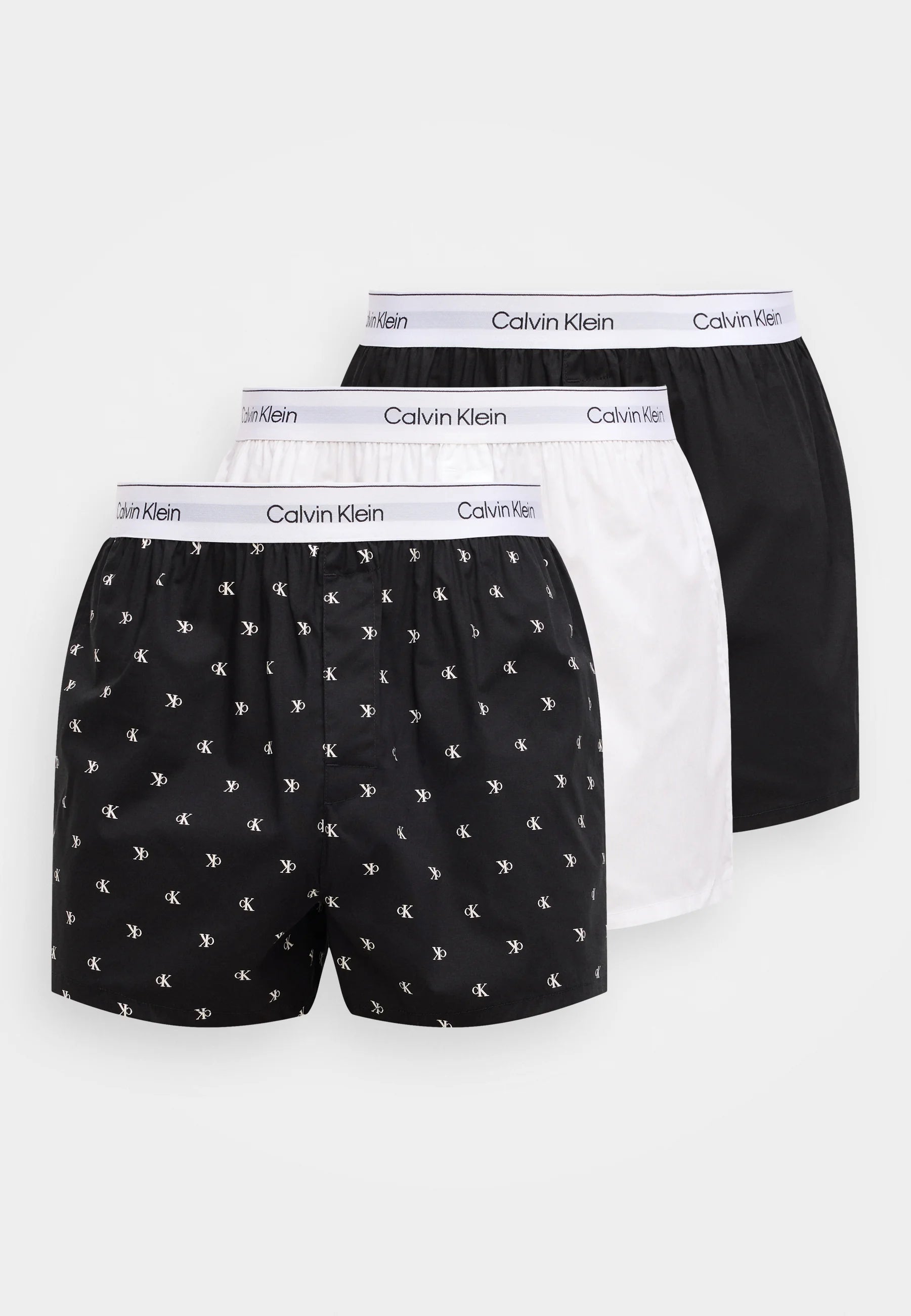 Calvin Klein Icon Cotton Stretch Slim Boxer Shorts – 3 Pack – Black, Classic White