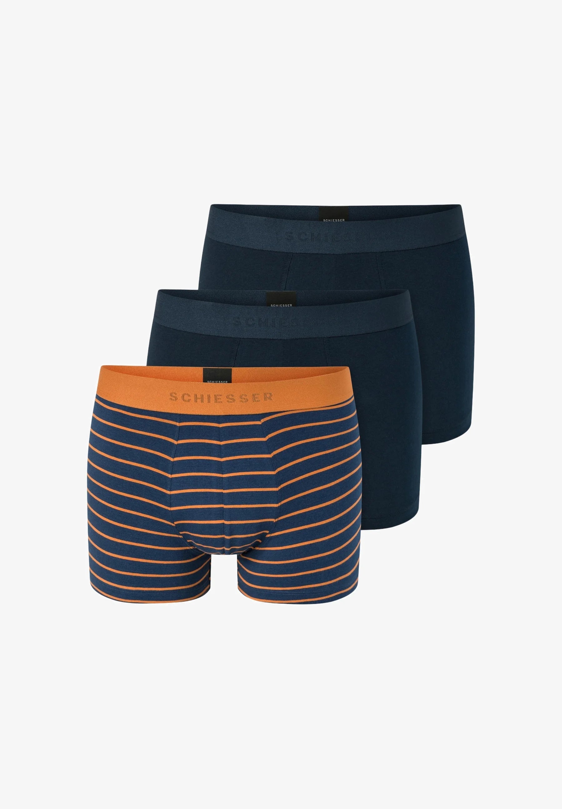 Schiesser Essential Cotton Trunks – Dark Blue, Orange