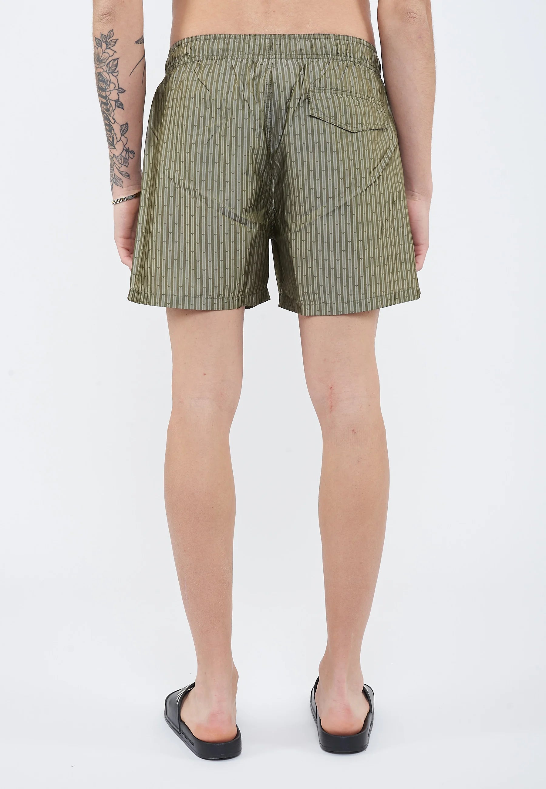 Short de bain boxer Emporio Armani EA7 All Over Jacquard – Stripes Eagles Olive