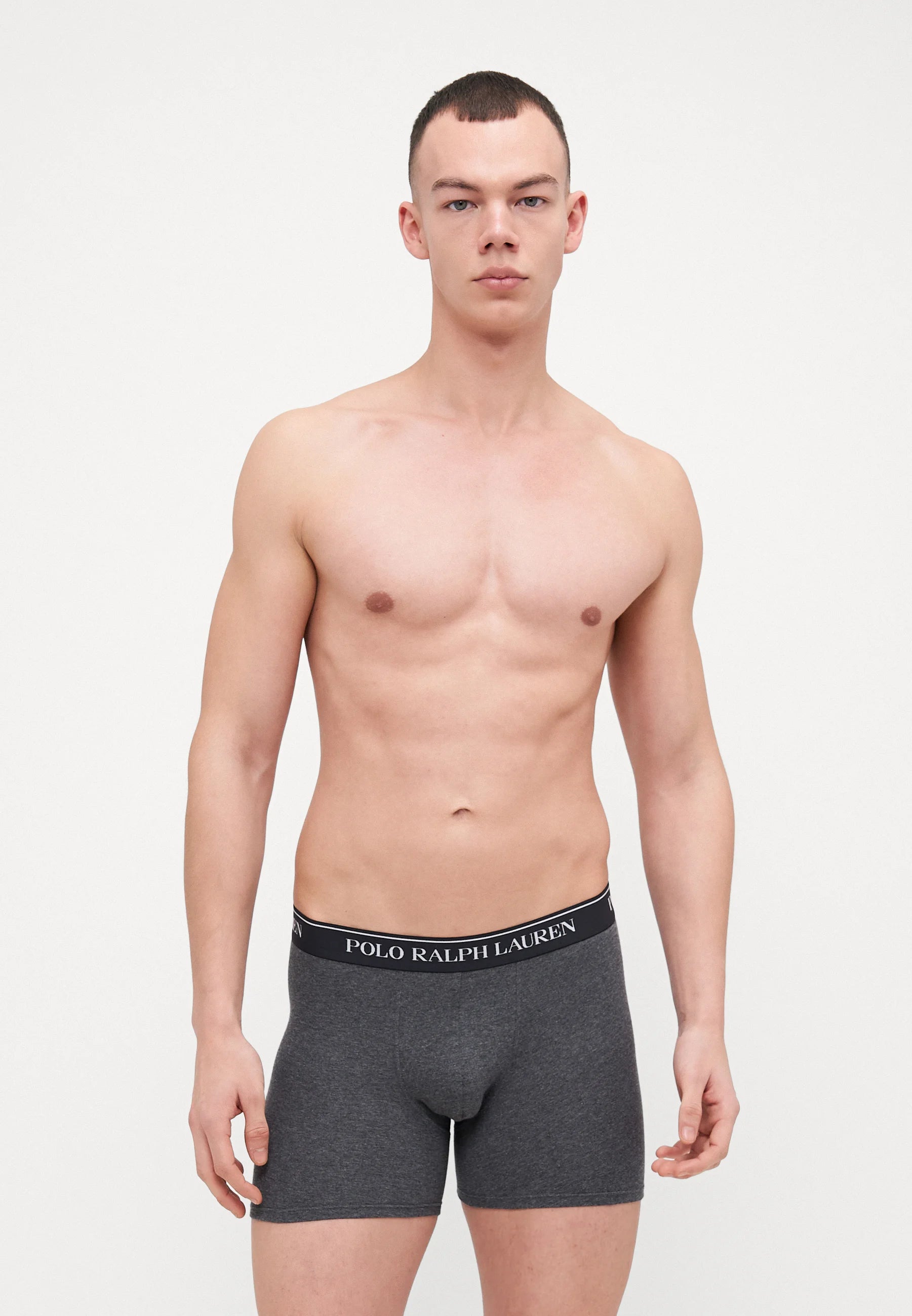 Polo Ralph Lauren Cotton Stretch Boxer Briefs – 3 Pack – Black, Dark Grey Heather, Armadillo
