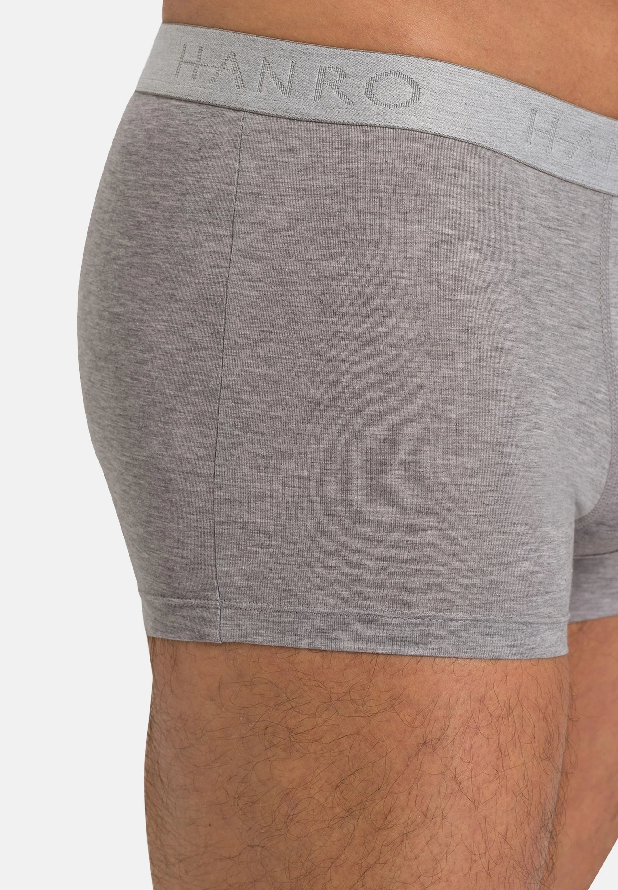 HANRO Lot de 4 boxers en coton stretch – Noir, Gris
