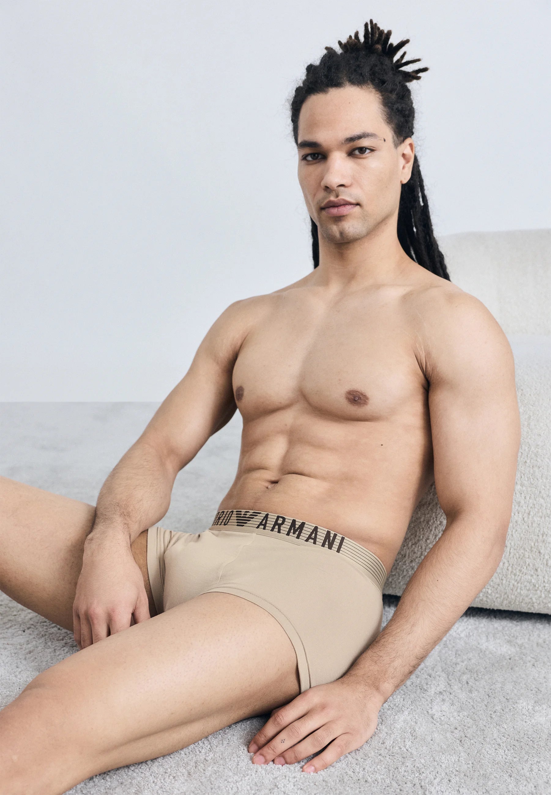 Emporio Armani Premium Stretch Trunks 2er-Pack – Nuss, Weiß