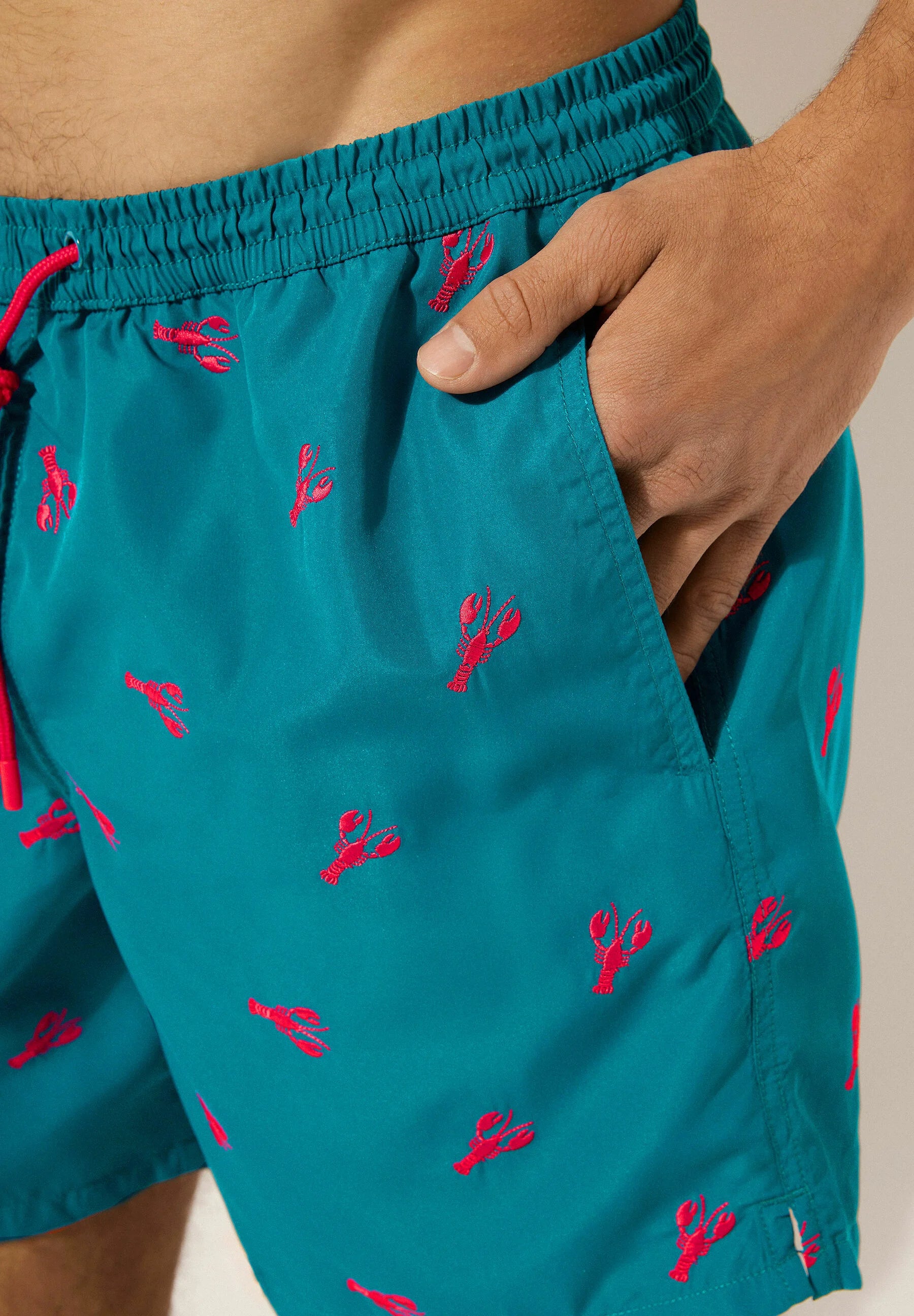 Calzedonia Formentera Patterned Print Swim Shorts – Red Lobster
