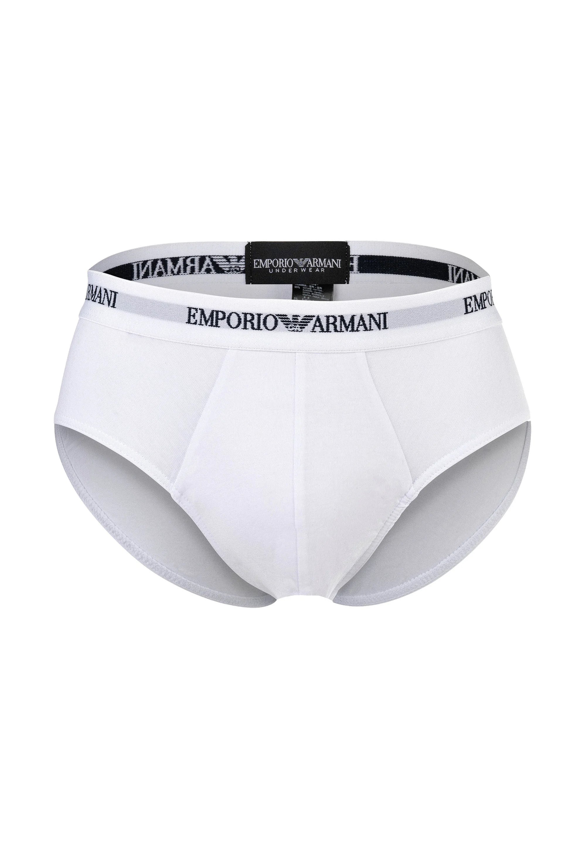 Emporio Armani Premium Cotton Stretch Briefs 3 Pack – White, Armani Blue, Black