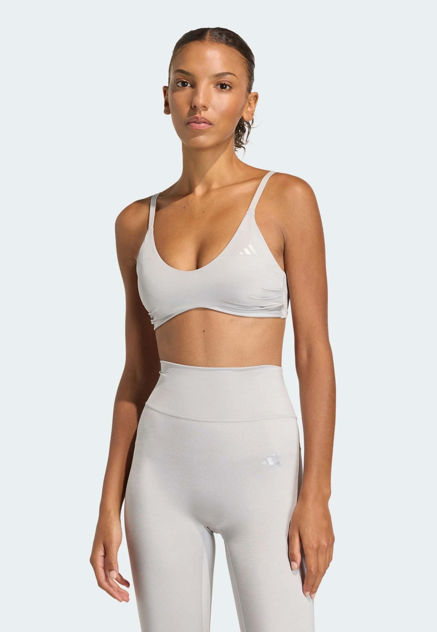 Adidas Performance Optime Essentials Workout Shine Light Support Sports Bra – Grey Two