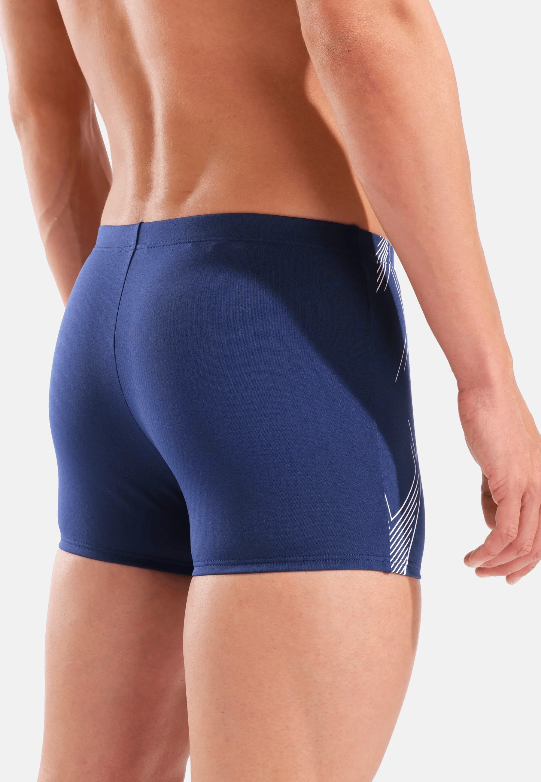 Short de bain graphique Arena – Bleu marine, Blanc