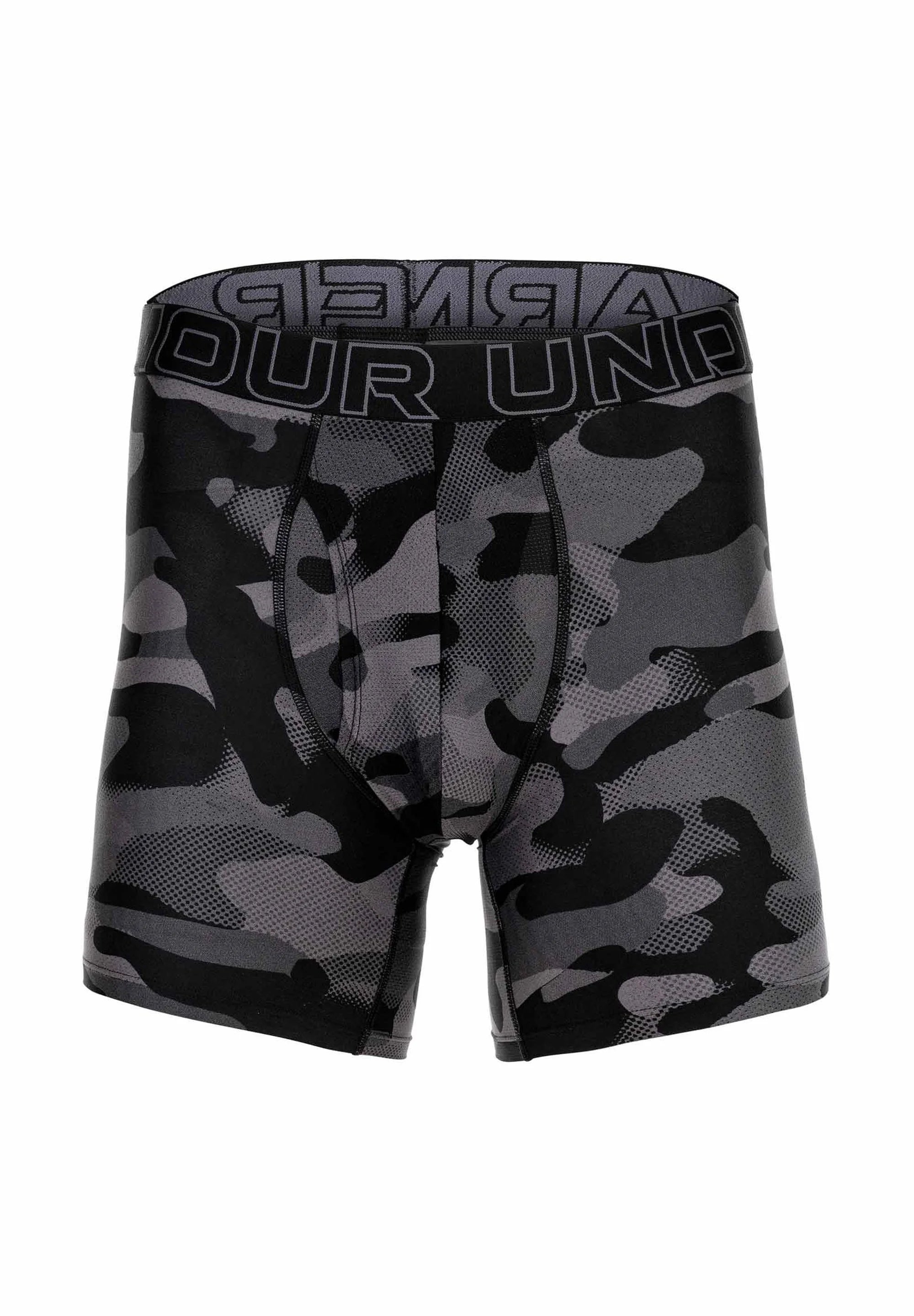 Under Armour Performance Trunks – 3 Pack – Neo Camo Black, Black, Castlerock Heather