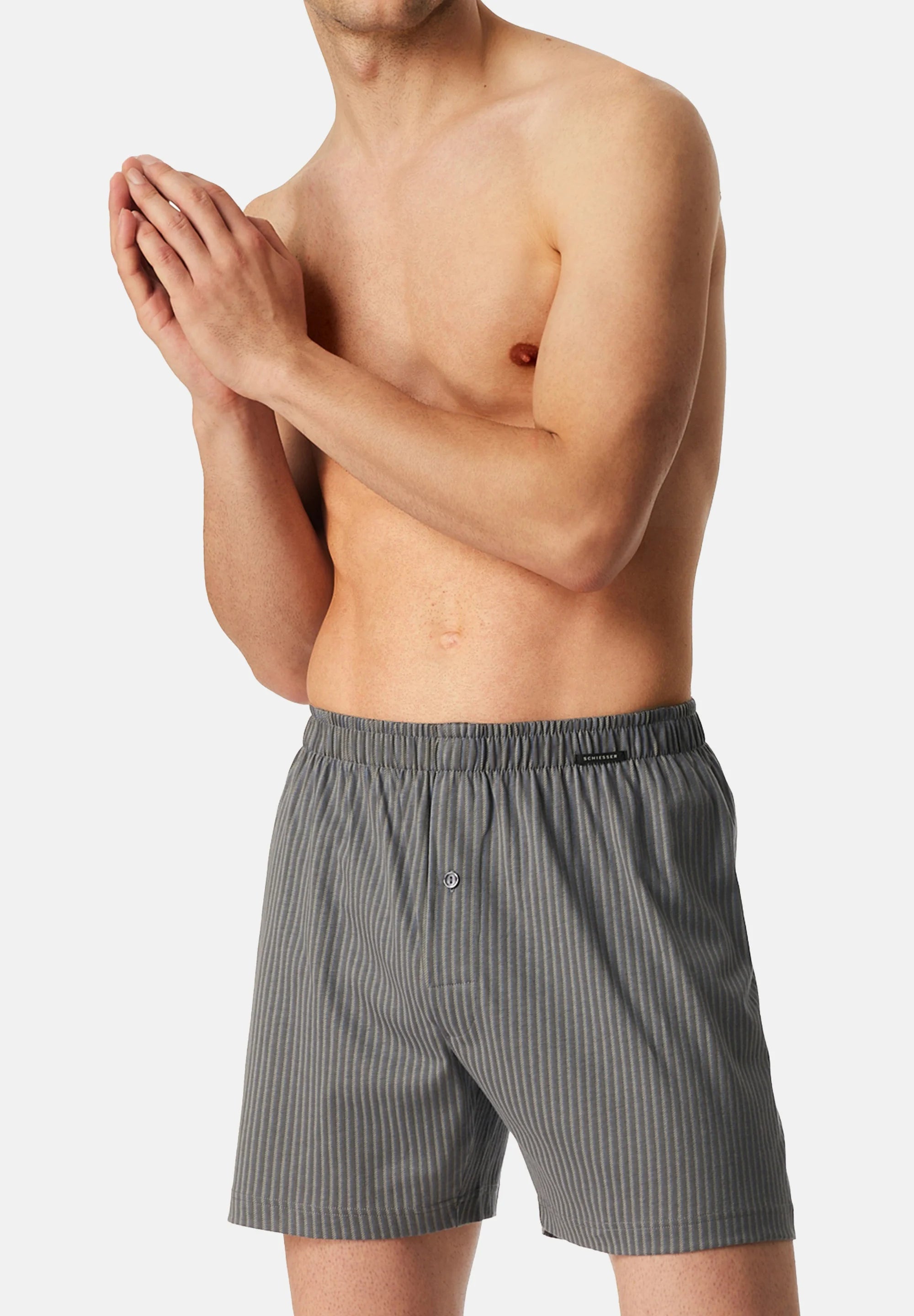 Schiesser Lot de 4 boxers classiques en coton – Noir, Gris