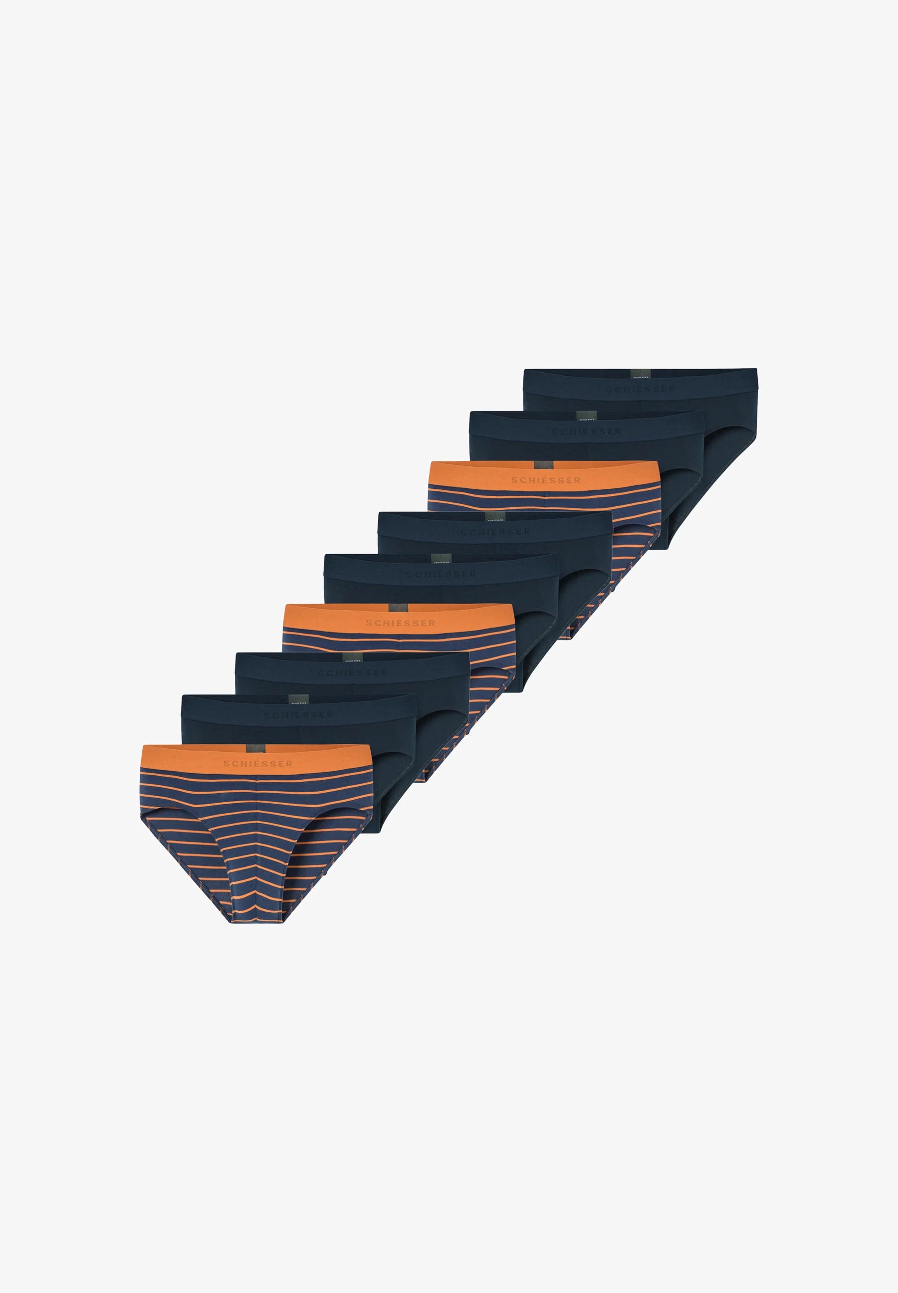 Schiesser 95 5 Cotton 9 Pack Rio Briefs – Dark Blue, Orange