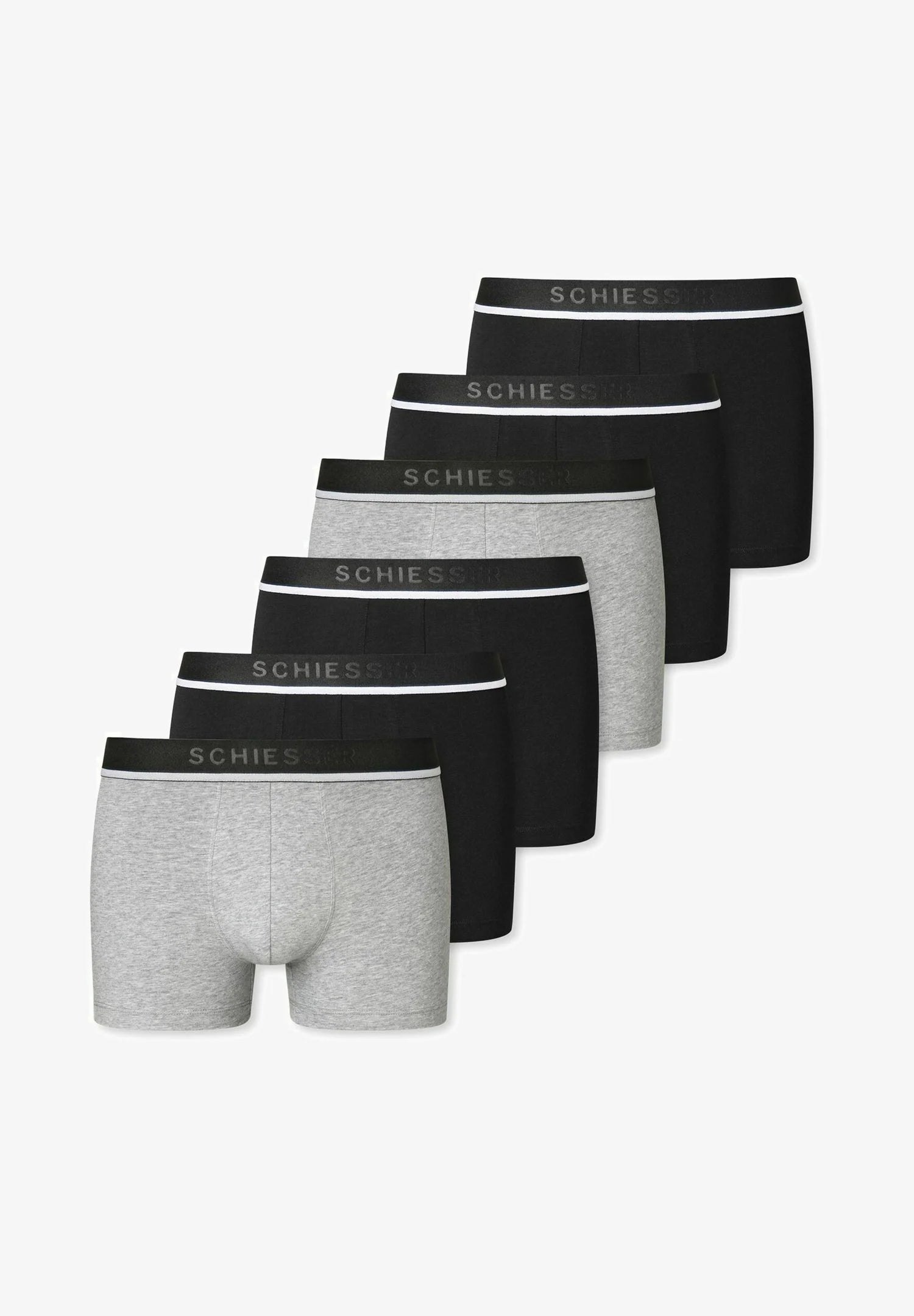 Schiesser 95 5 Cotton Trunks 3 Pack – černá, černá, šedá melanž