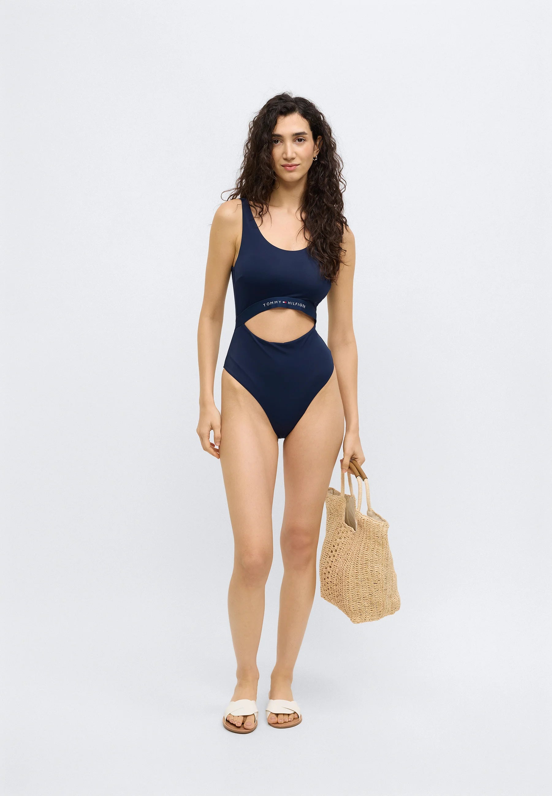 Tommy Hilfiger Square Neck Cutout Swimsuit – Dark Night Navy