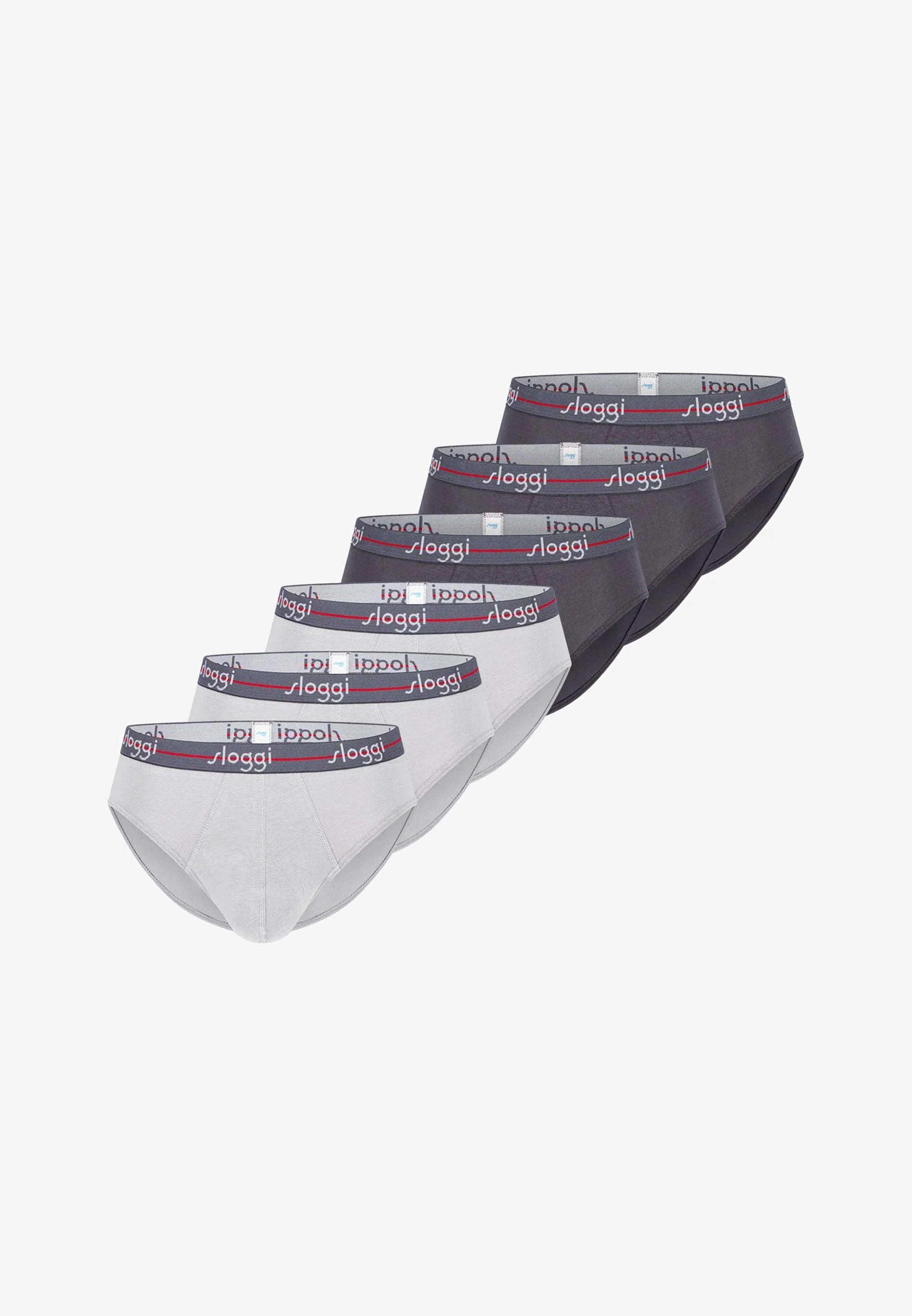 Confezione da 6 slip Sloggi: grigio, grigio scuro