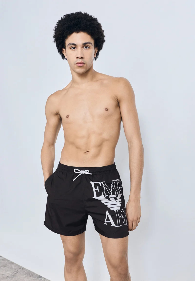 Short de bain Boxer Emporio Armani EA7 Bold Logo - Noir