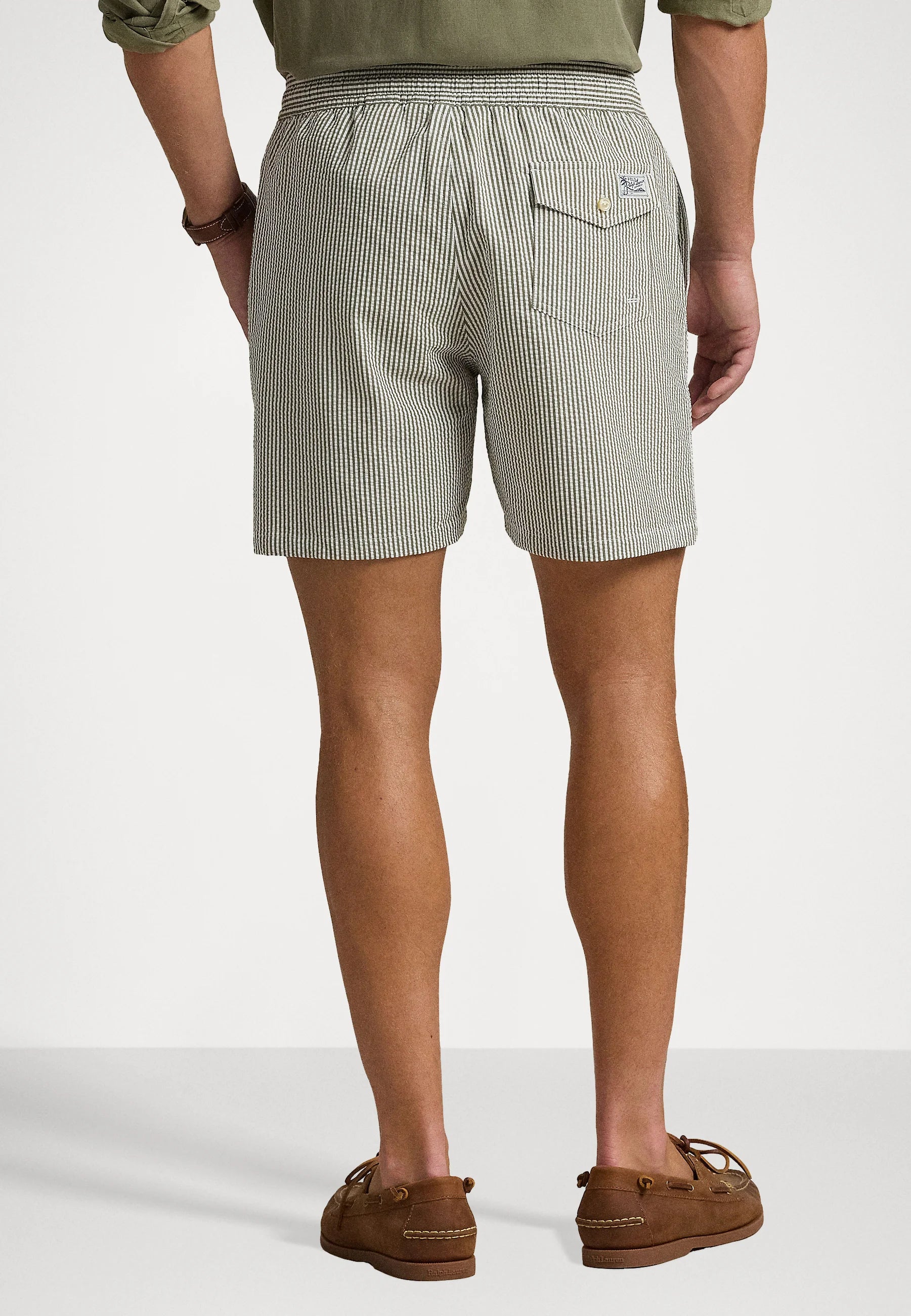 Spodenki kąpielowe Polo Ralph Lauren New Olive Seersucker Traveler – oliwkowe