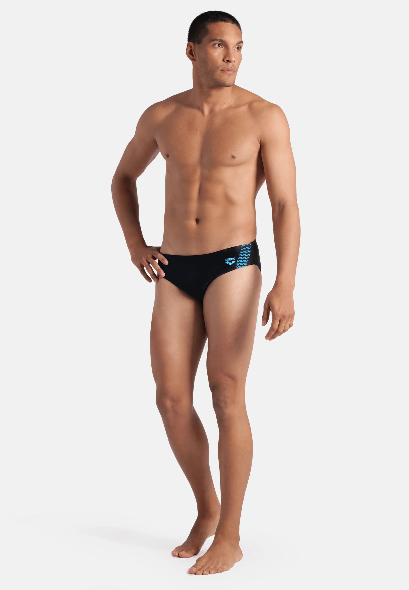 Slip de bain Arena Openings – Noir, Turquoise