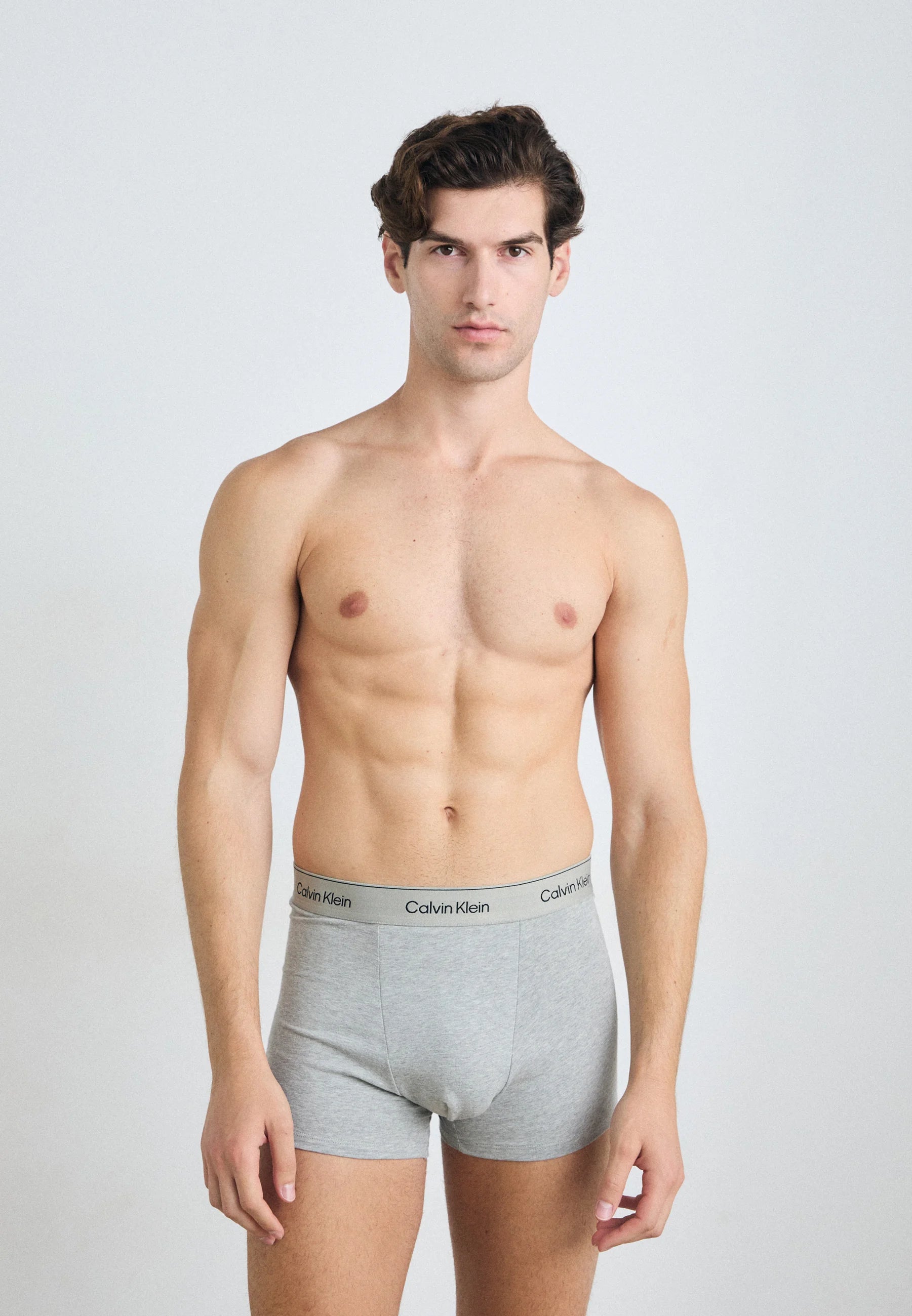 Calvin Klein Icon Cotton Stretch Relaxed Fit Trunks – 3 Pack – Capri Rose, Grey Heather, Antique Moss