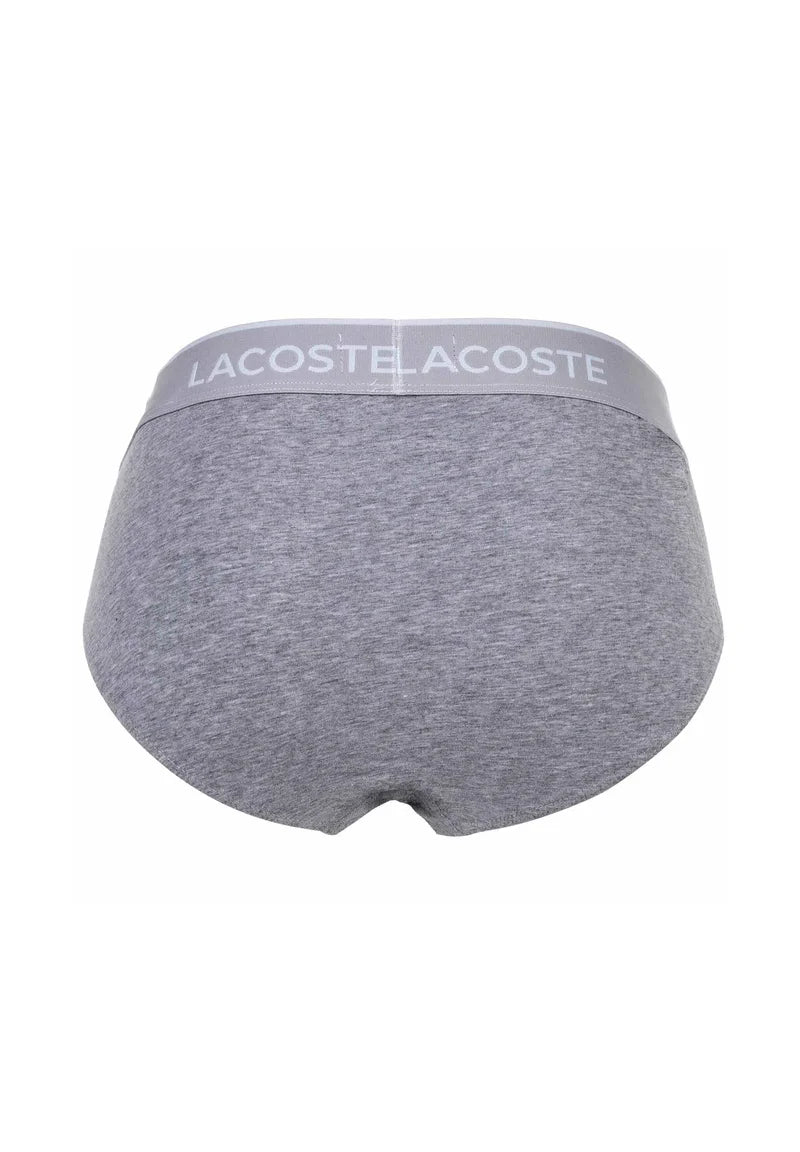 Lacoste Lot de 6 slips décontractés stretch avec ceinture à logo – Noir, Gris, Blanc