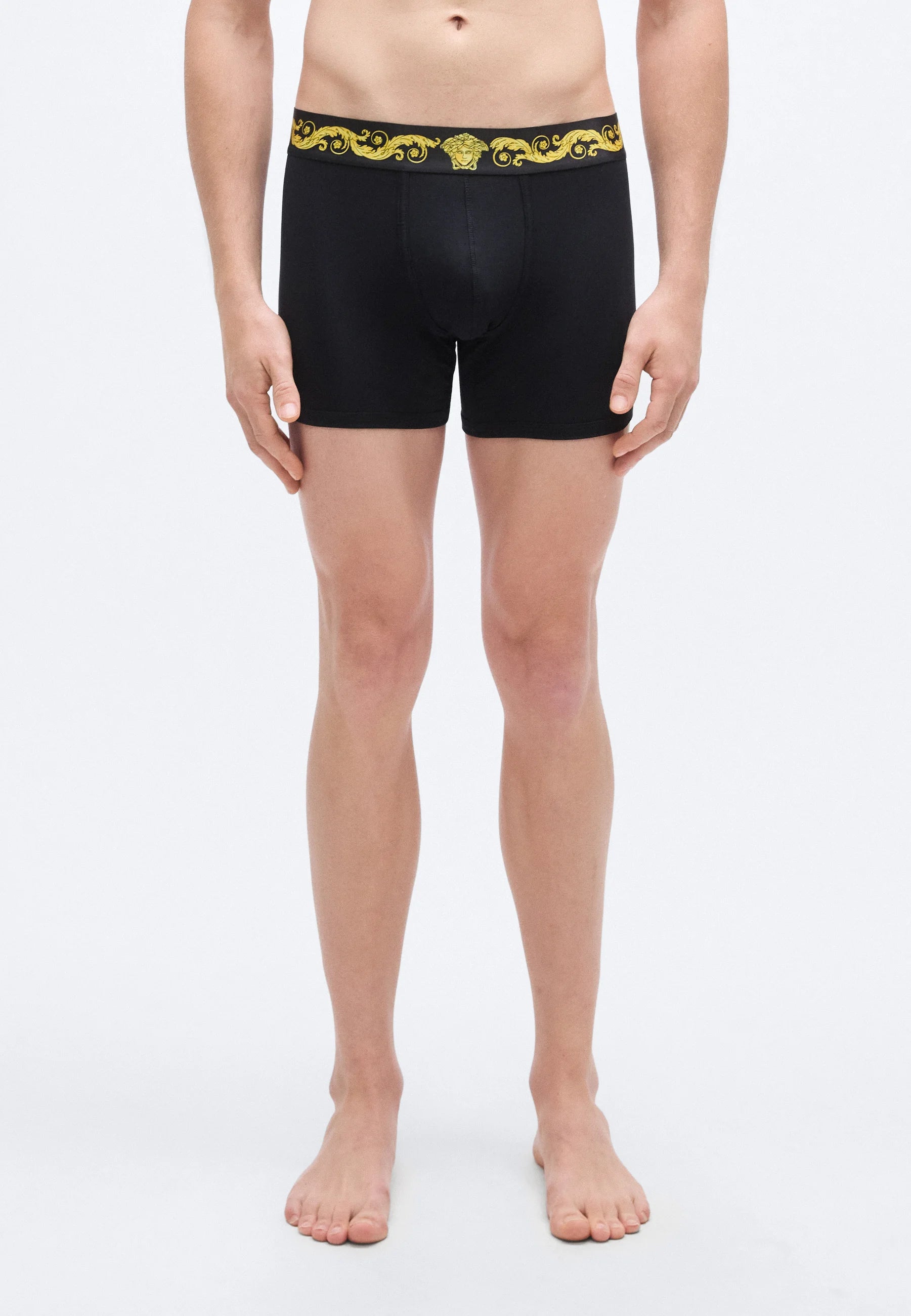 Triky Versace Cotton Stretch s potiskem – nízké – černé, zlaté barvy