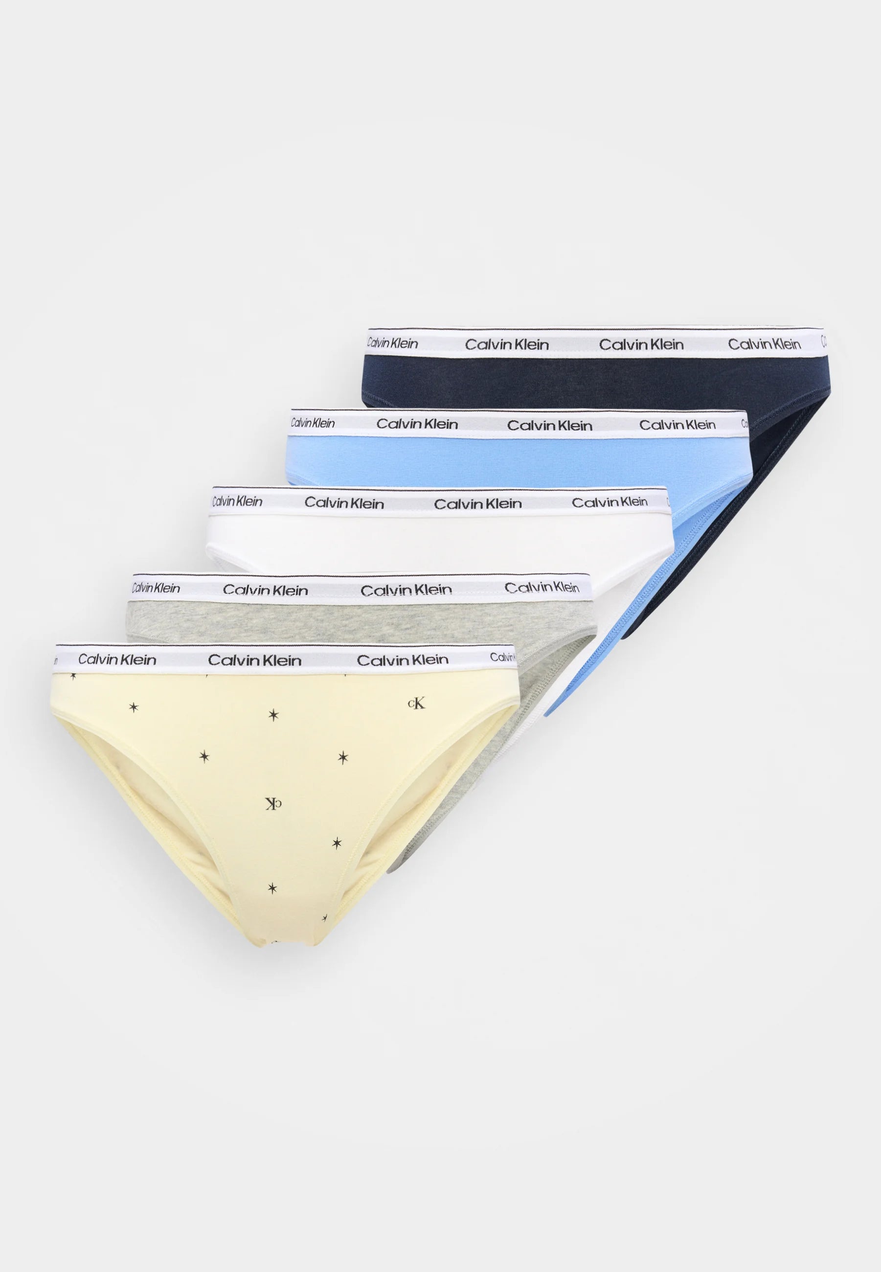 Calvin Klein Icon Logo Briefs – 5 Pack, Shoreline, Blue Descent, Grey Heather