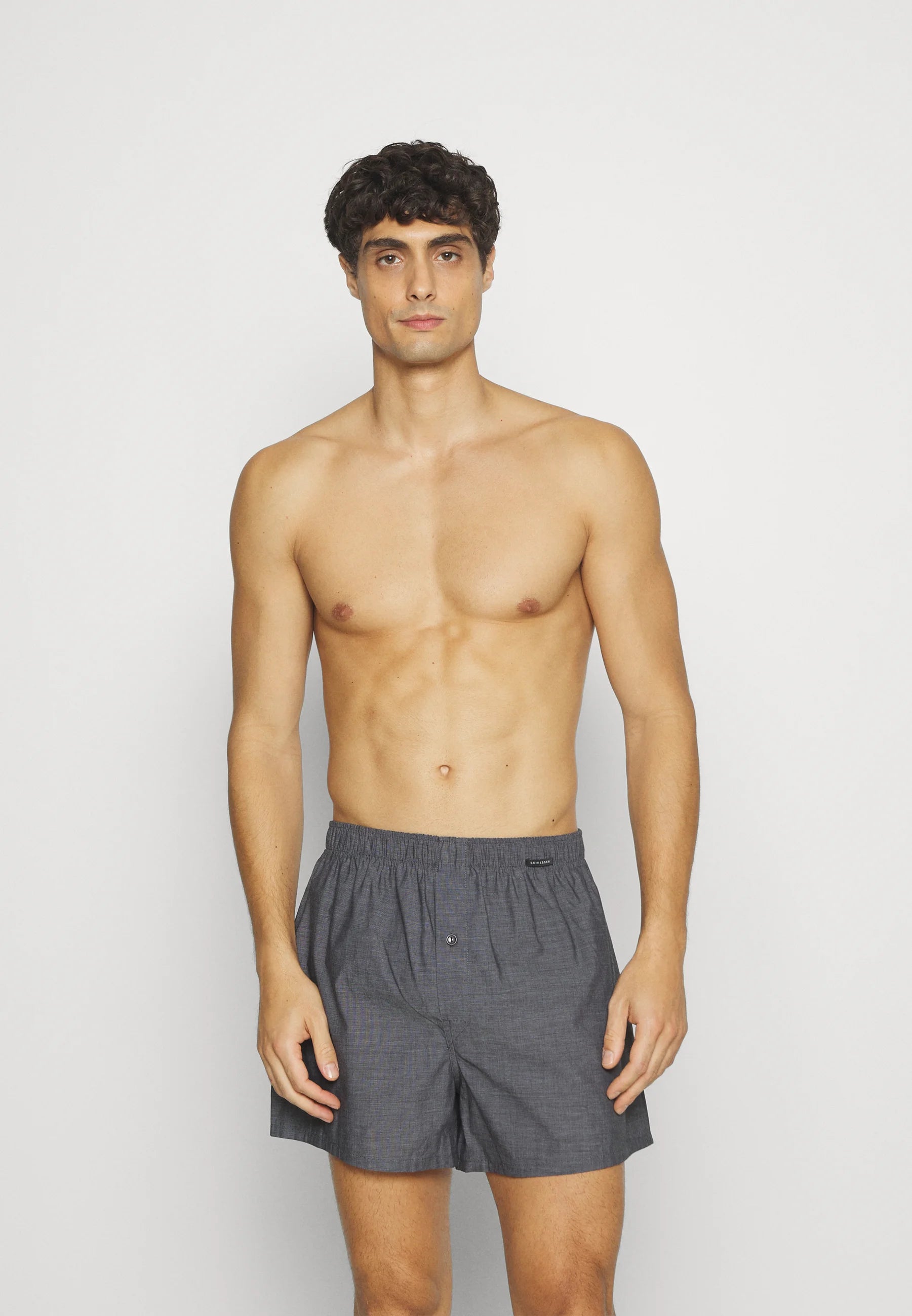 Schiesser Cotton Boxer Shorts 2 Pack – Grey, Black