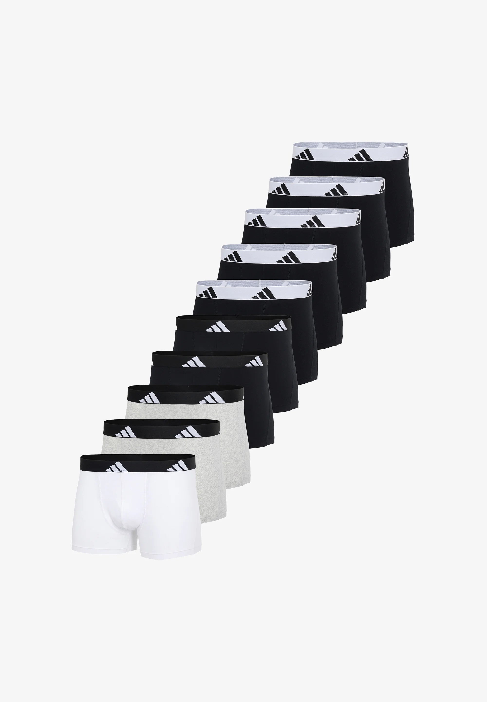 Adidas Sportswear Retro Active Flex 10 Pack Trunks – White, Black, Grey