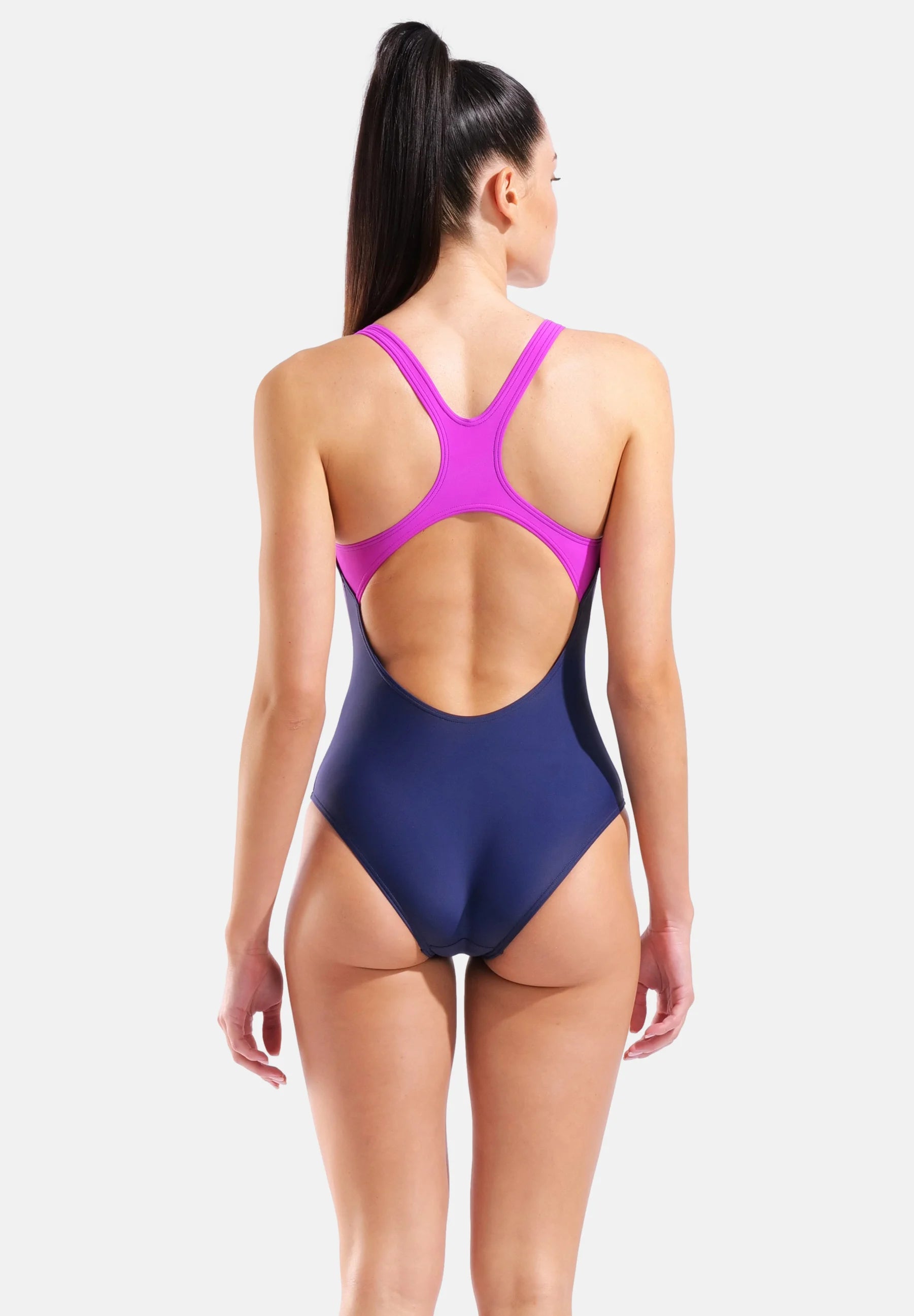 Maillot de bain une pièce Arena Kikko Pro Back – Bleu marine, très fuchsia