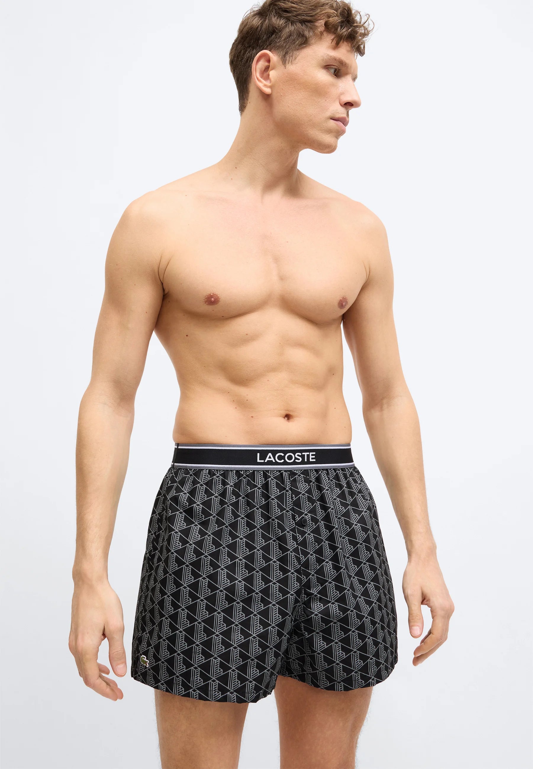 Lacoste 3 Pack Loose Cotton Boxer Shorts – Black