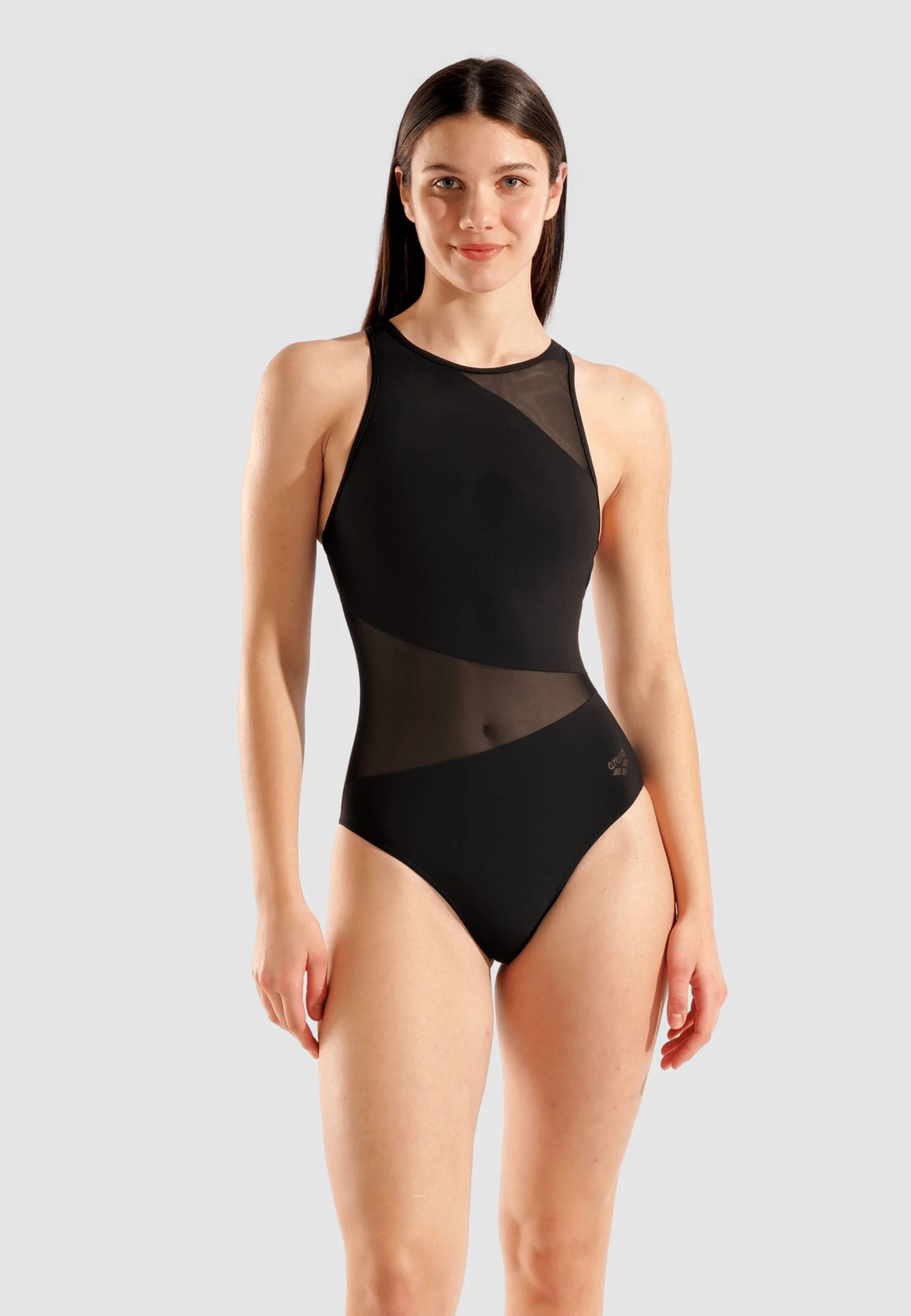 Costume da bagno intero Arena Mesh con spacco sul retro - Nero