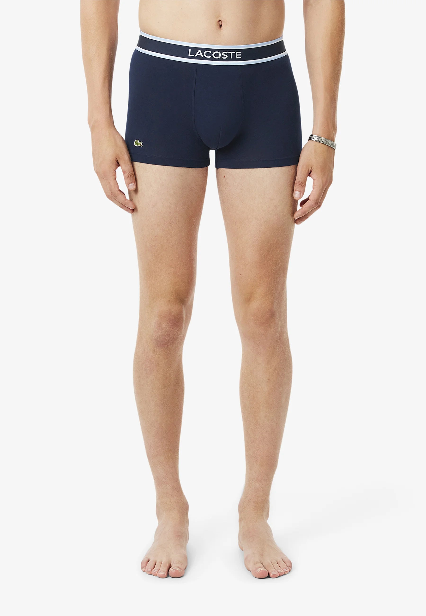 Lacoste Court Stretch-Unterhose – Marineblau, Hellblau