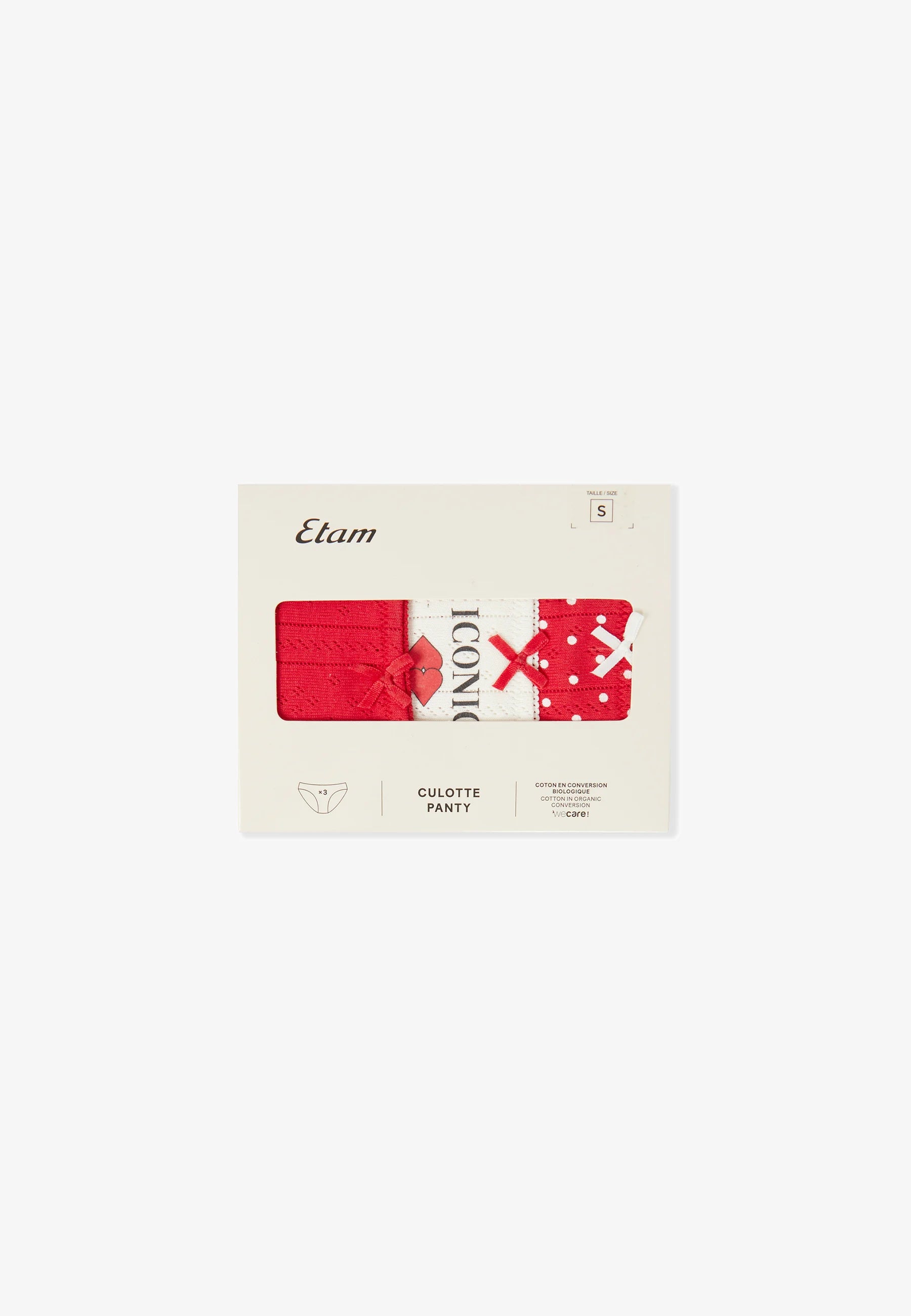 Etam Jolly Briefs – 3 Pack, Red, White