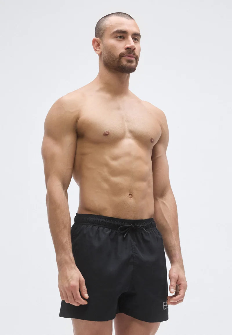 Emporio Armani EA7 Water Sport Extended Logo Boxer Short de Bain – Noir, Argenté