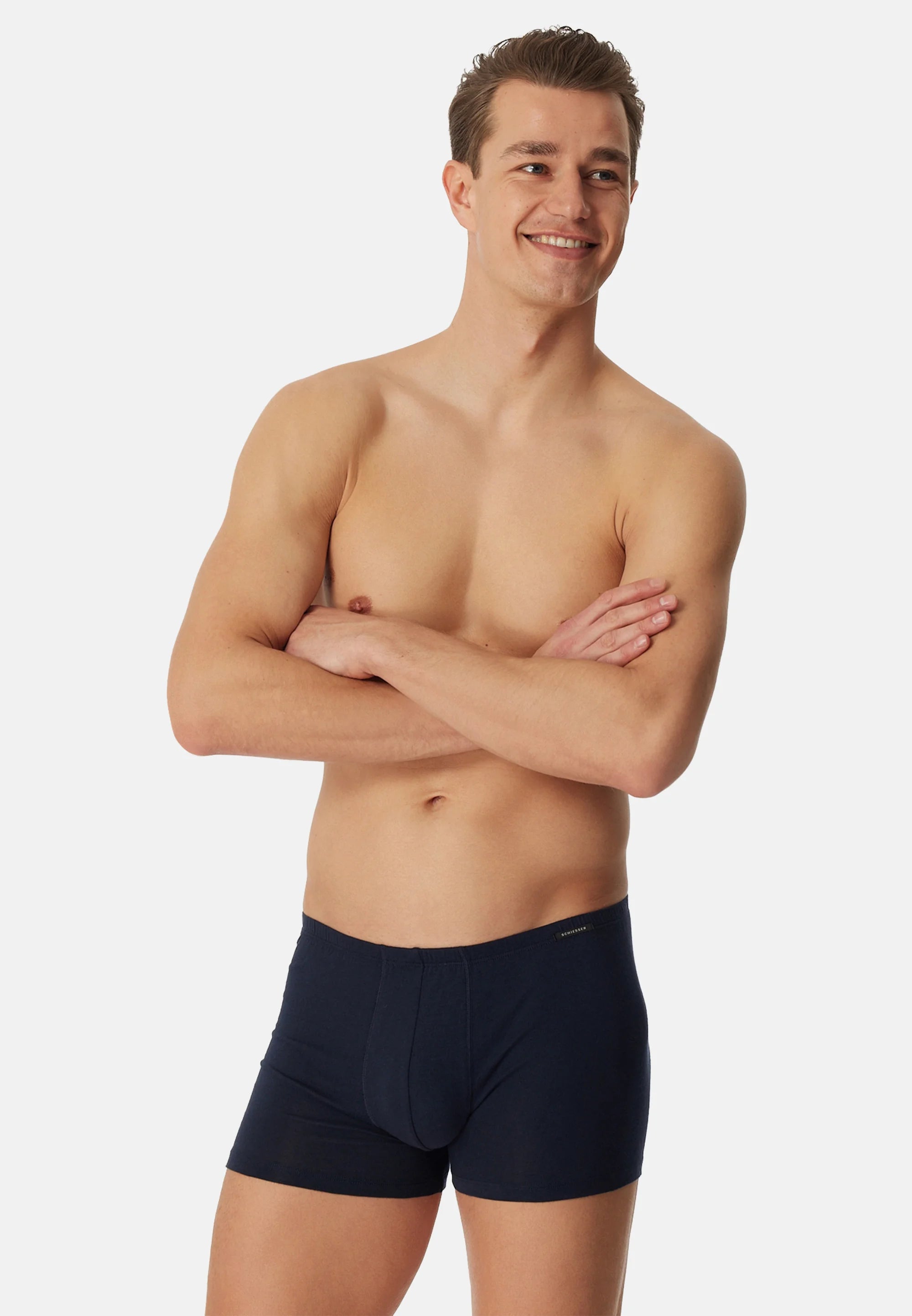 Schiesser Essentials Cotton Stretch Trunks 6 Pack – Black, Dark Blue