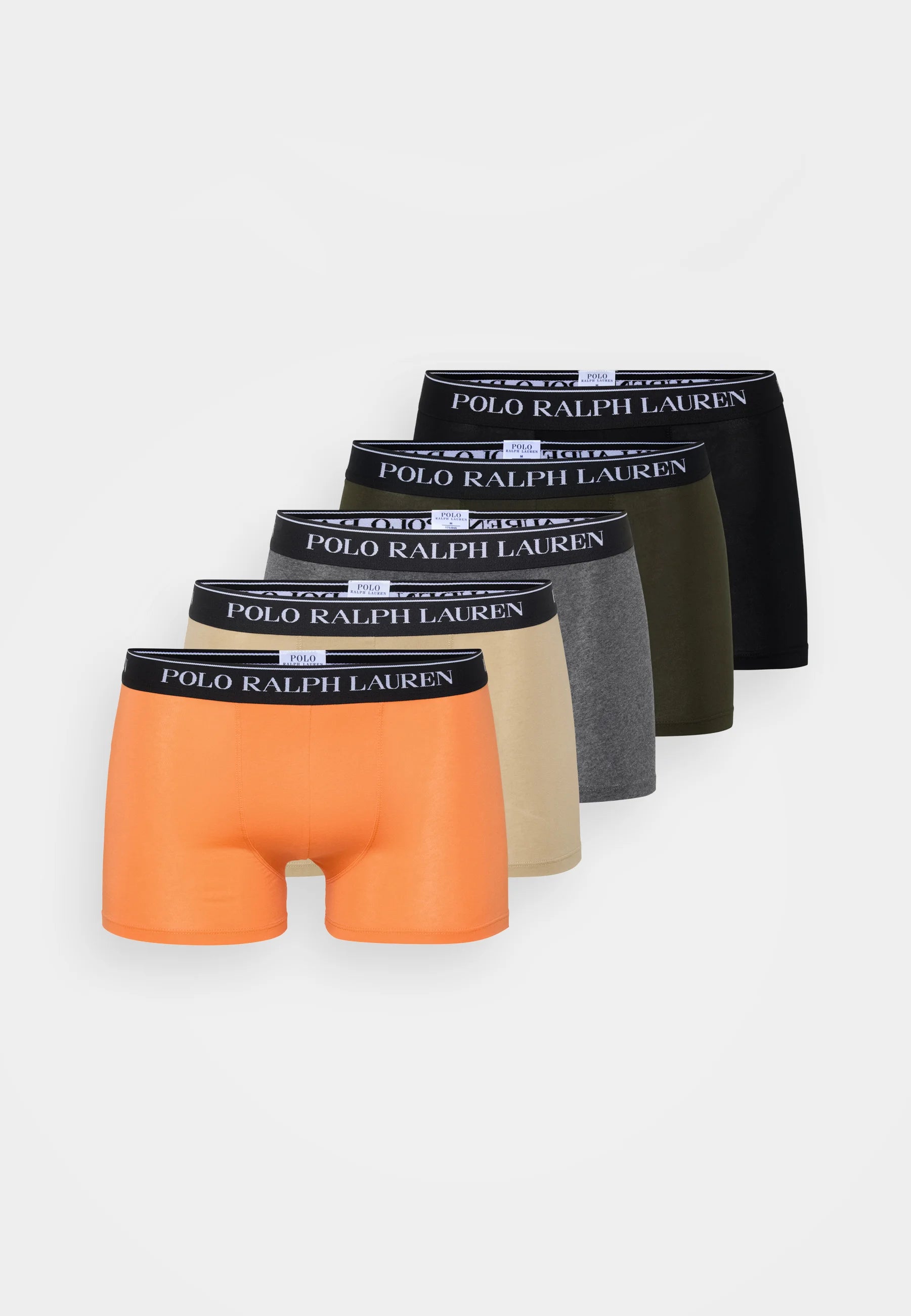 Polo Ralph Lauren Cotton Stretch Trunks – 5 Pack – Black, Grey, Khaki, Orange, Beige